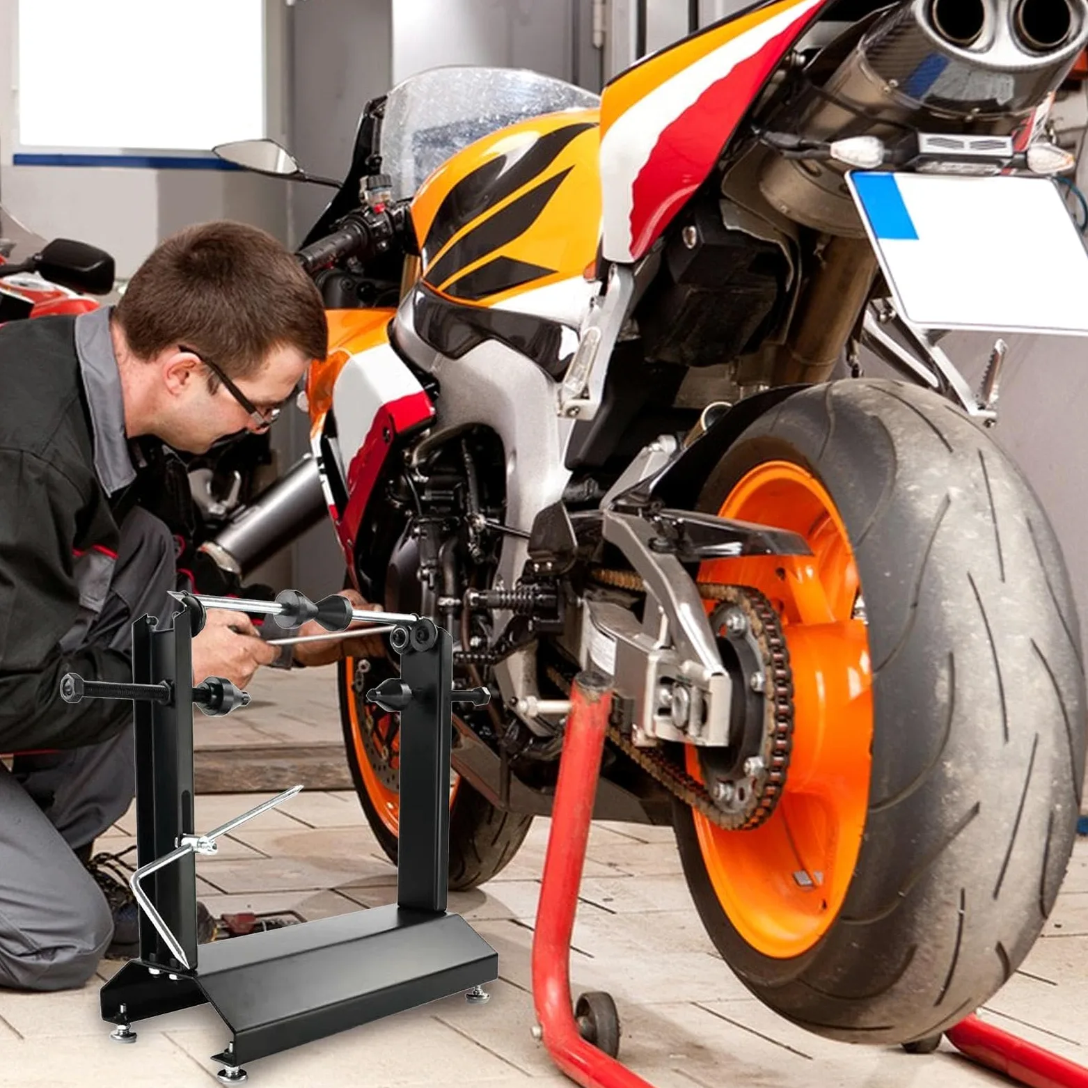 Balanceador de neumáticos para motocicletas, soporte de tránselo de rueda | Herramienta de equilibrio, dispositivo de cambiador de neumáticos del motor, he