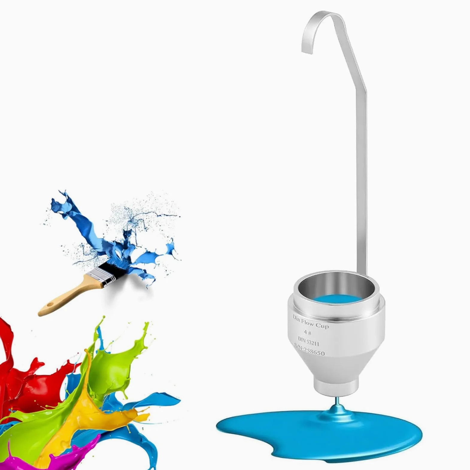 DIN - Vaso de viscosidad de inmersión, probador portátil de viscosidad de pintura, capacidad de 100 ± 1 ml, boquilla de acero inoxidable de 4 mm para revestimientos, tintas y pinturas