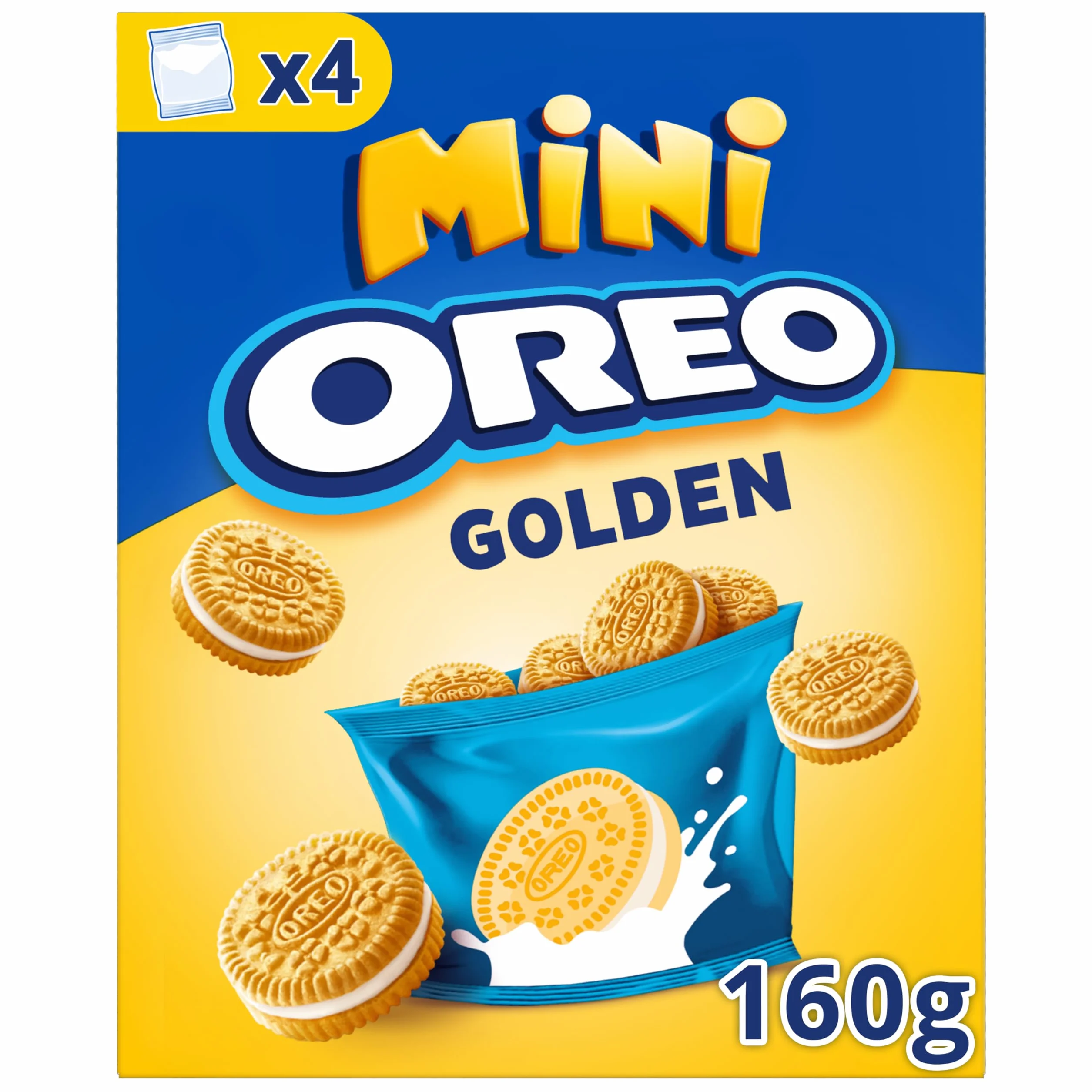 Oreo Golden Mini, Galletas Rellenas de Crema de Vainilla, Paquete de 160 g