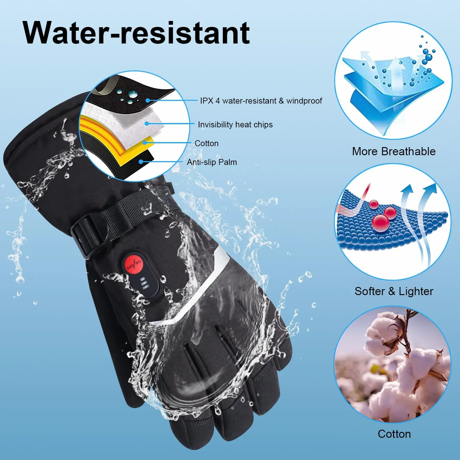 Guantes Calefactables Moto, Guantes Tactiles con Batería 7.4v 2200mah para Hombres y Mujeres Guantes Termicos al Aire Libre Esquí Motociclismo Pesca Senderismo Prevenir Artritis Enfermedad de Raynaud
