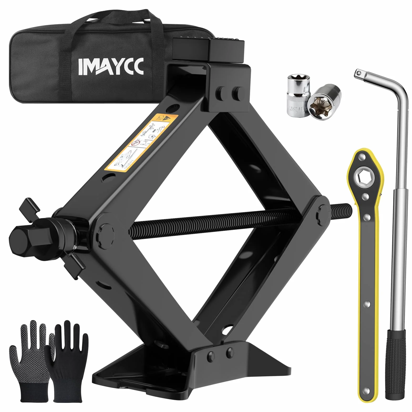 Kit de gato de tijera para coche de 3 toneladas de 3,000.1 kg, kit de cambio de neumáticos de repuesto, kit de reparación de gato de neumático portátil con llave de lengüeta, gato de elevación de