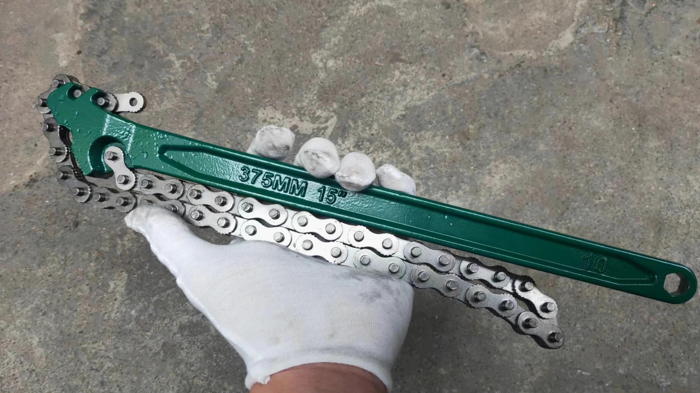 Llave de cadena de trinquete de alta resistencia de 15 pulgadas, llave para filtro de aceite, herramienta reversible para ajuste de tuberías de diámetro máximo de 8 pulgadas, herramienta con cadena