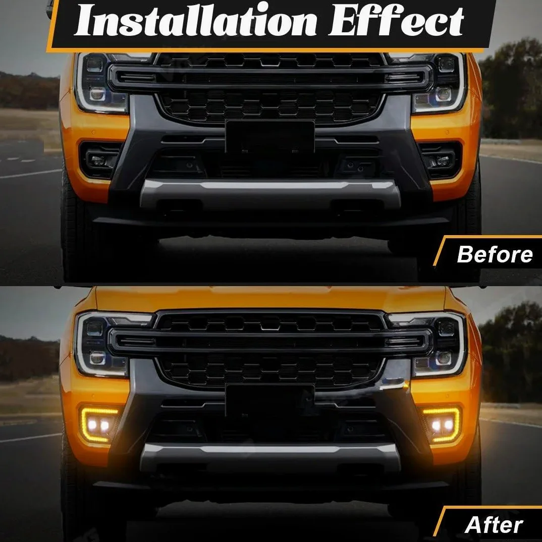 Luz Niebla Para Ford Para Ranger Para Wildtrak 2022 2023 Luces Diurnas LED DRL Intermitentes Blancas Amarillas Luces Antiniebla Coche