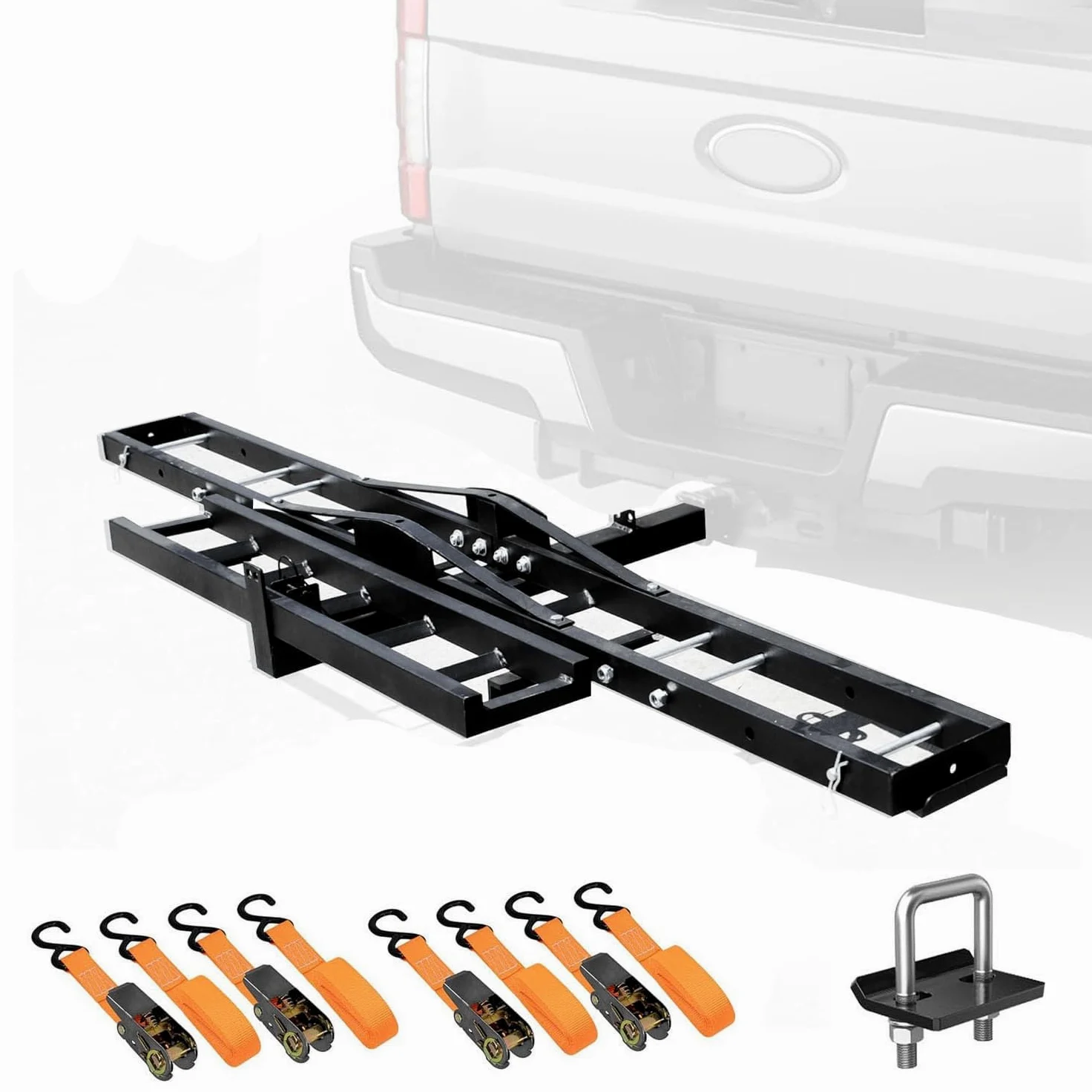 Portamotos de Enganche con Rampa de Carga, Capacidad de 272 Kg - Transportador de Motos de Cross y Scooters para SUV y Camionetas - Incluye Receptor de 5 Cm