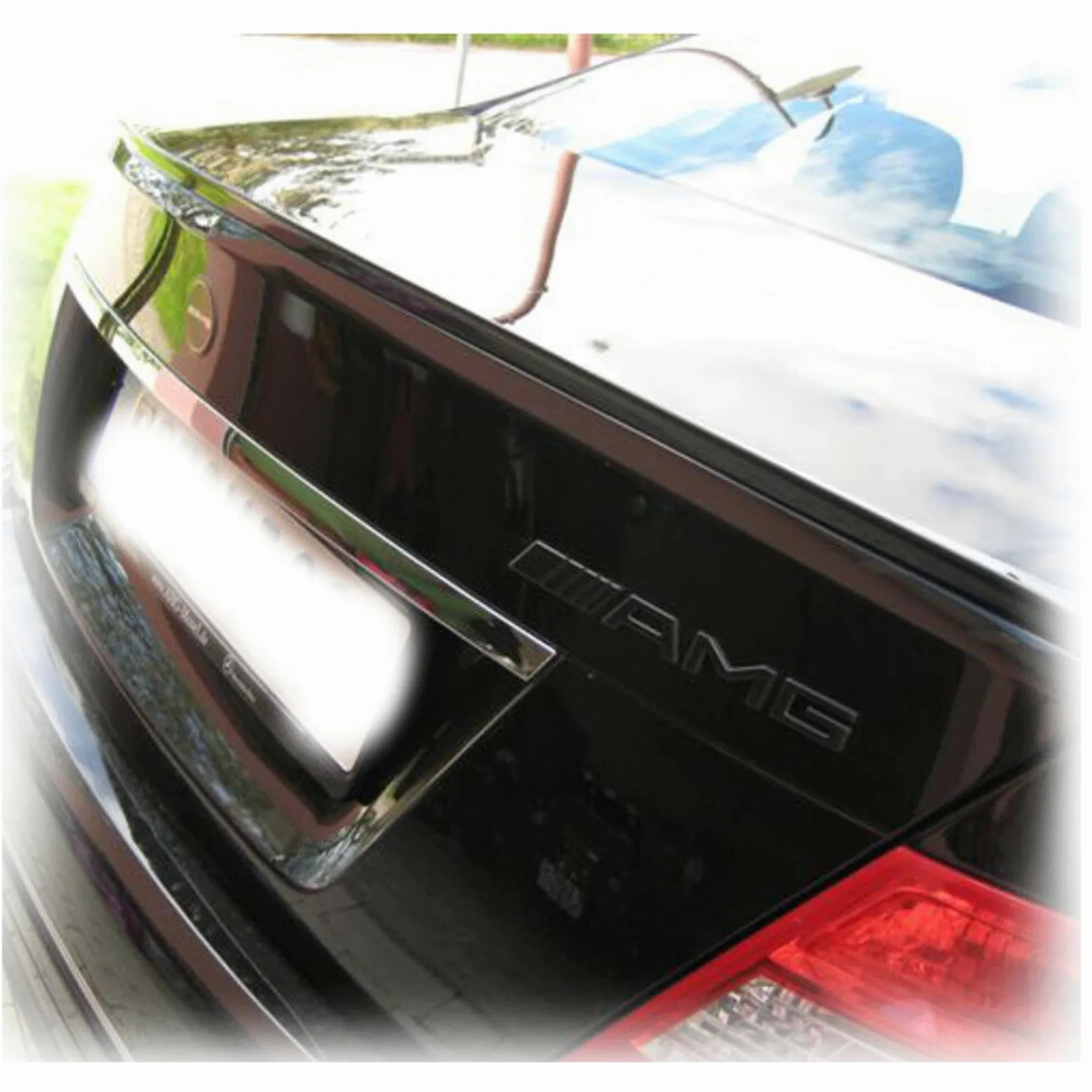 Alerón trasero, labio trasero, alerón compatible con Mercedes CLASE E W211, flexible, ligero, resistente al lavado automático, muchos colores disponibles (Negro Obsidiana Met. (CC 197))