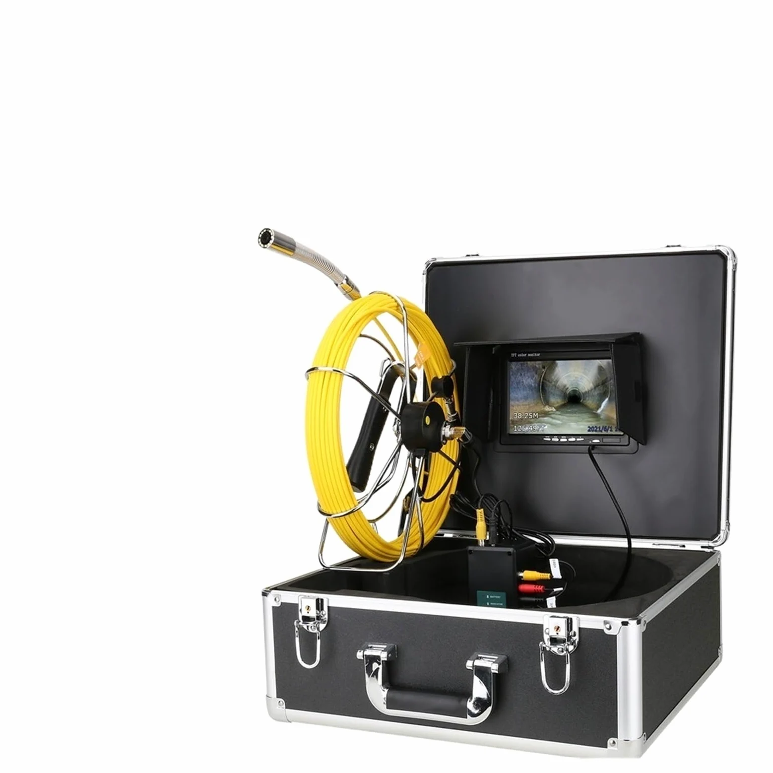 Endoscopio Cámara de vídeo inspección tuberías alcantarillado DVR con Monitor 7 "con contador medidor Autonivelación automática 512HZ localizador 22MM IP68 HD(20m,DVR-Receiver)