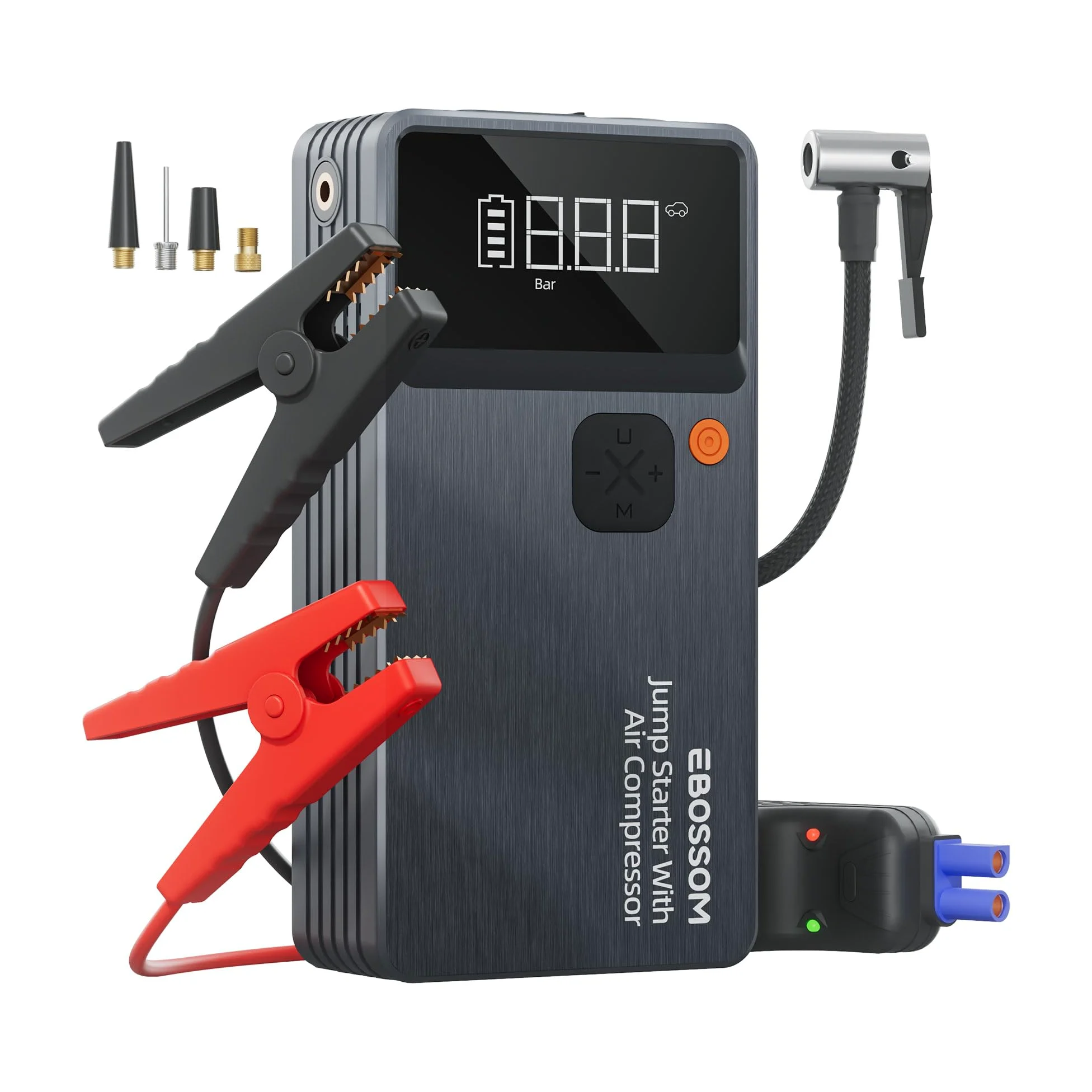 Arrancador de Baterías de Coche,Booster para Coche con Compresor de Aire Portátil 7en1,Arranque de Batería con Inflador para vehículo de 12000 mAh,Kit de Emergencia del Conductor con Linterna LED