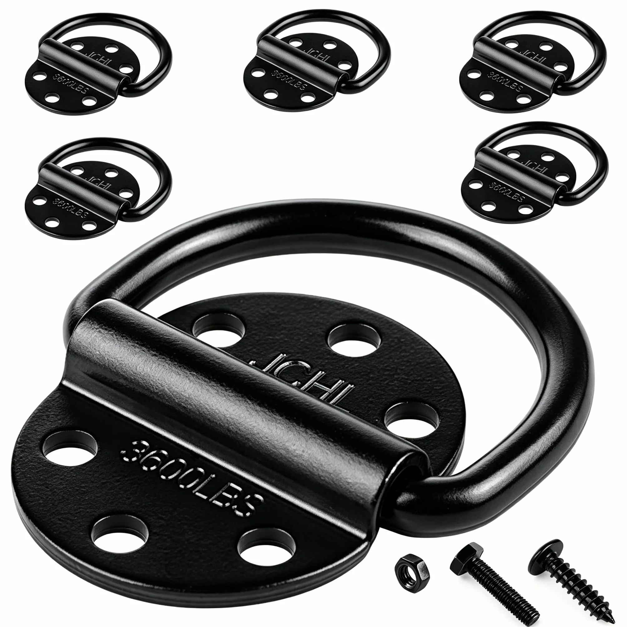 Anclajes de Amarre de Acero Resistente con Capacidad de 3600 Libras para Cargas en remolques, Camiones, caravanas, Furgonetas, ATV, SUV, Barcos, Anillo de Amarre con Tornillos y Pernos (Paquete