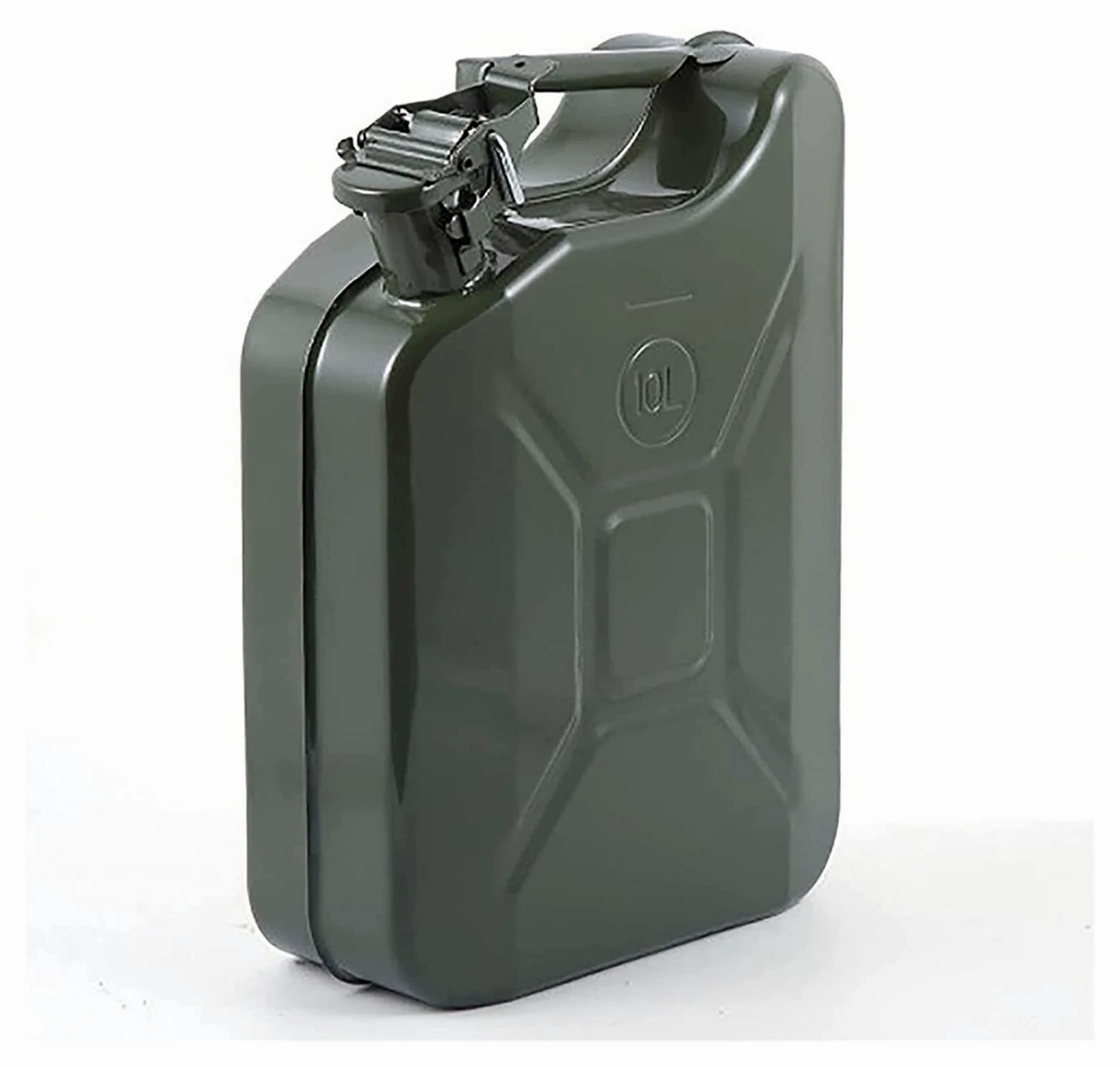 Bidón de gasolina de Metálico Recipientes gasoli Bidón de Metal verde de 10L for combustible, gasolina, diésel, aceite, bioetanol, bote portátil for coche, furgoneta, camión, motocicleta, tanque de ac