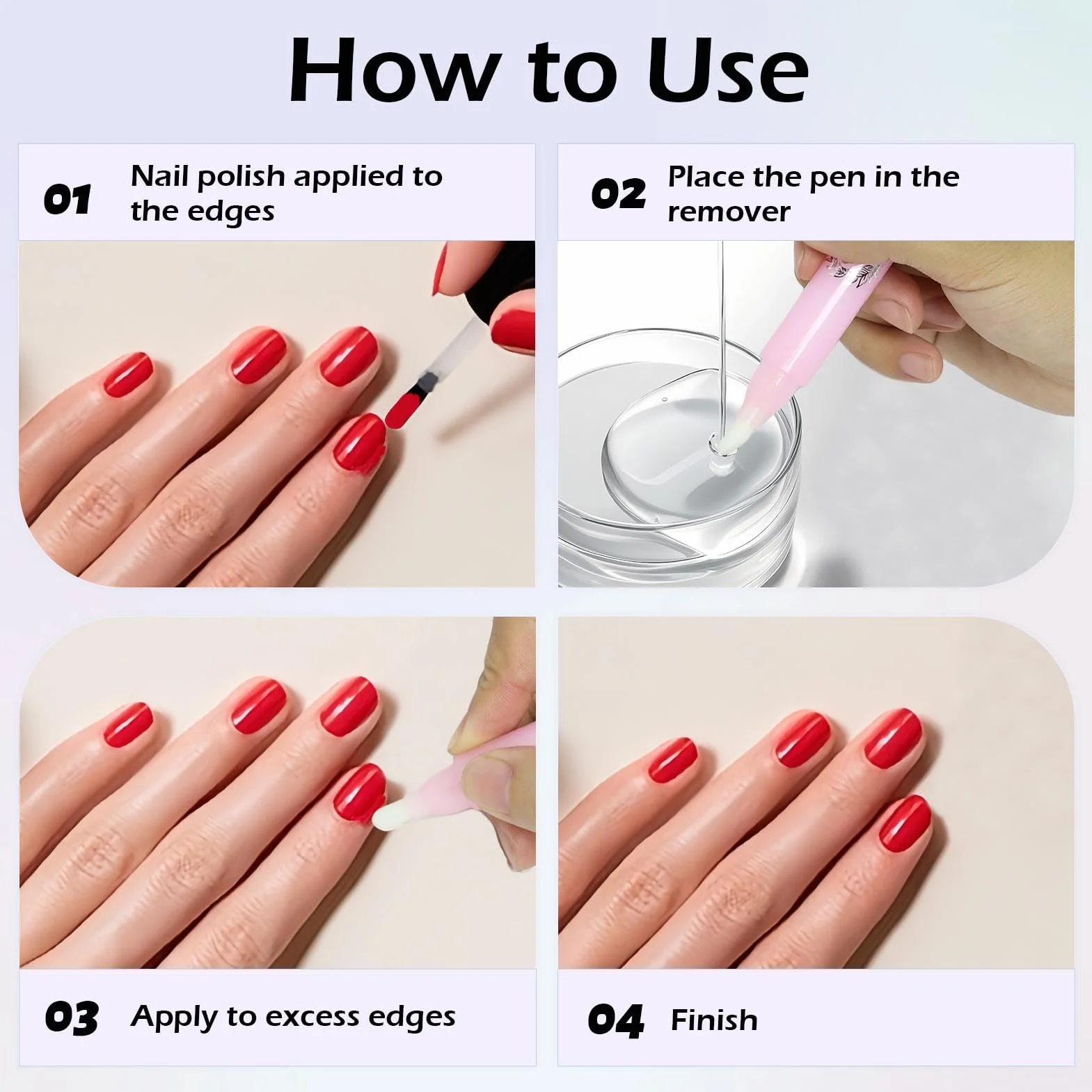 Nail de la Nueva Belleza Corrector de Esmalte de Uñas, Pluma de Manicura con 3 Puntas de Repuesto