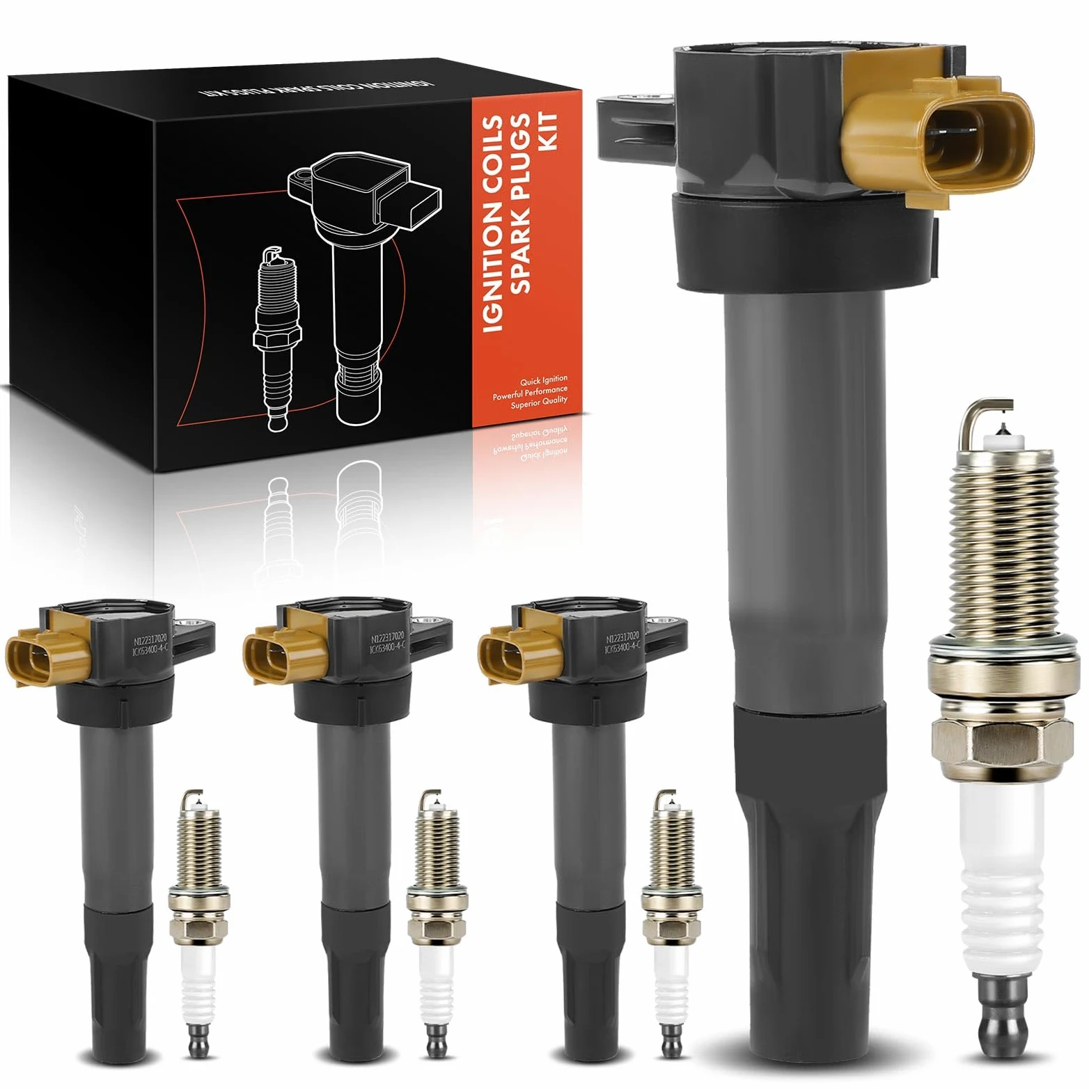 Frankberg 4 bobinas de encendido + 4 bujías de 3 Polos 3340051K51 | Compatible con: Grand Vitara II JT TD TE, Kizashi FR, SX4 EY G.Y, Swift IV FZ NZ