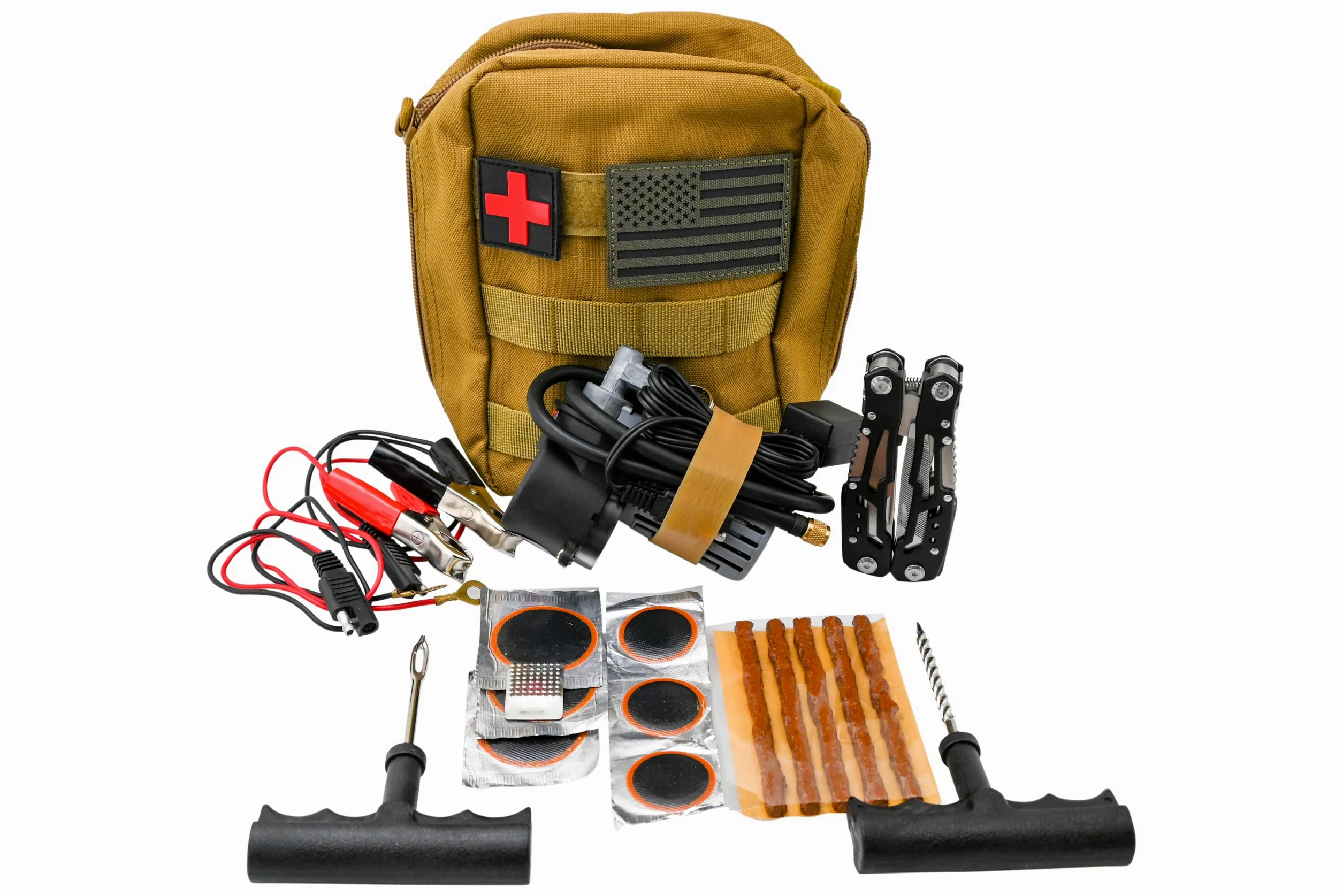 Kit de reparación de neumáticos de Tubo sin cámara para Motocicleta, ATV, UTV con Mini compresor de Aire