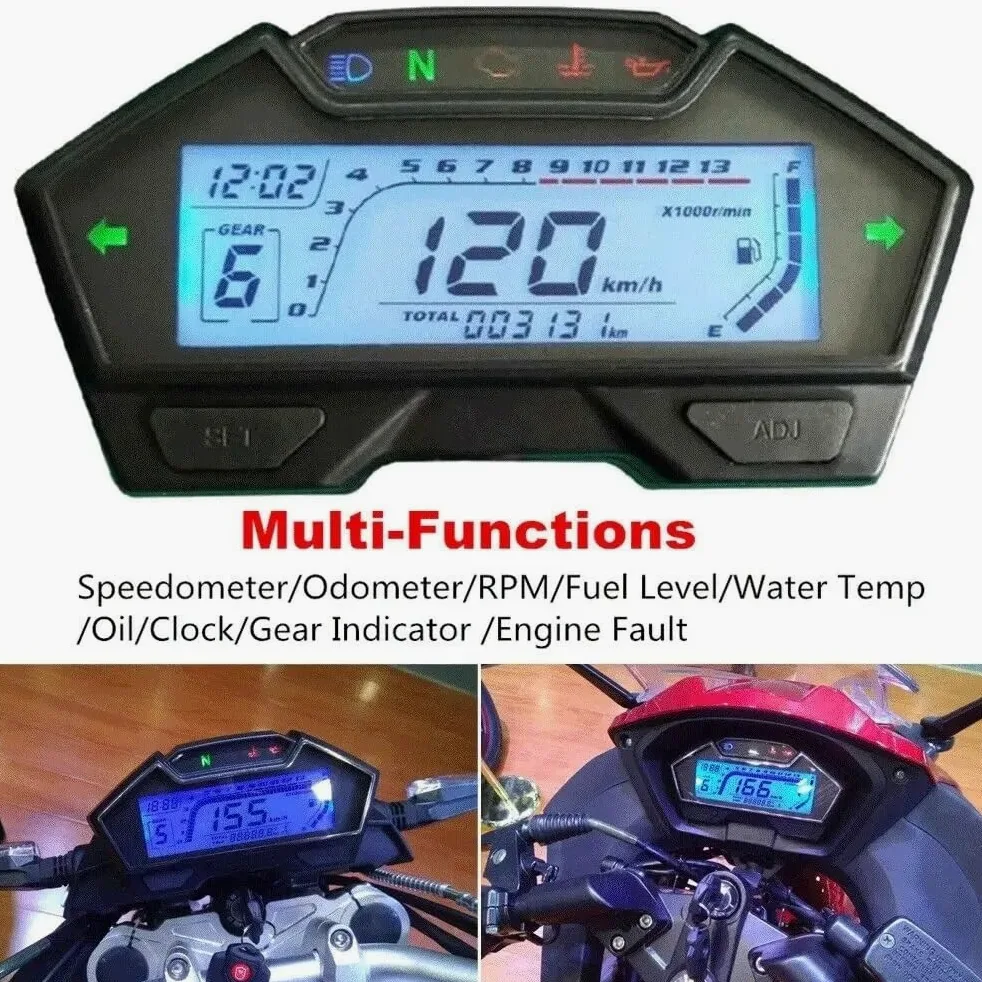 odómetro Velocímetro Digital Universal para motocicleta, odómetro, tacómetro, medidor de RPM, 199 Kph, Mph, para 1, 2 y 4 cilindros