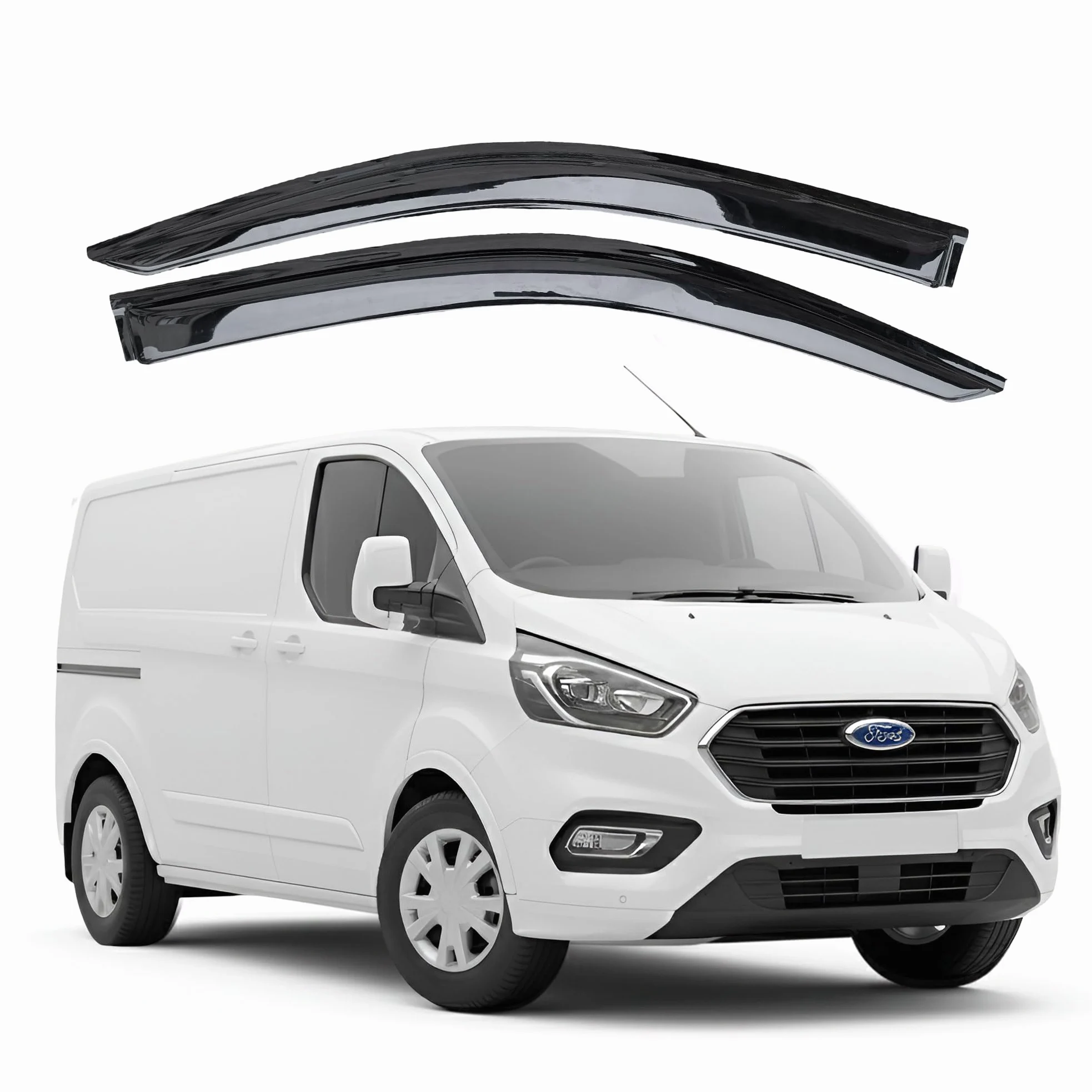 Deflektory wiatrowe Ford Transit Custom 2013-2023 przyciemniane zestaw 2 sztuk