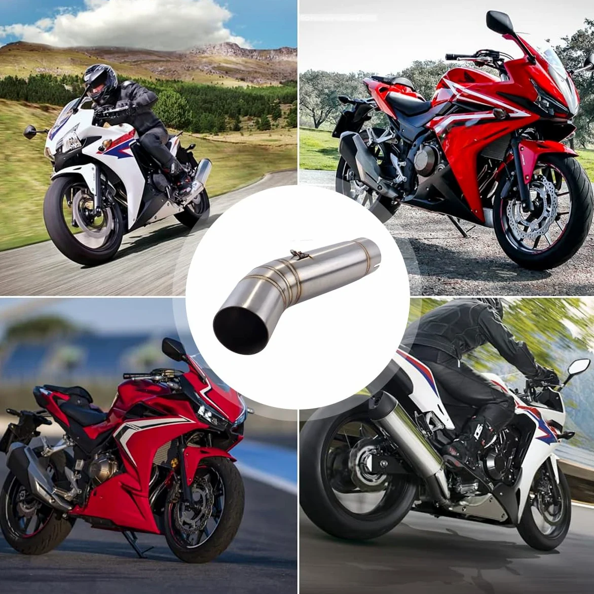 Ubric Conector del tubo central del escape de la motocicleta para CBR500R CB500X CB500F 2013-2015