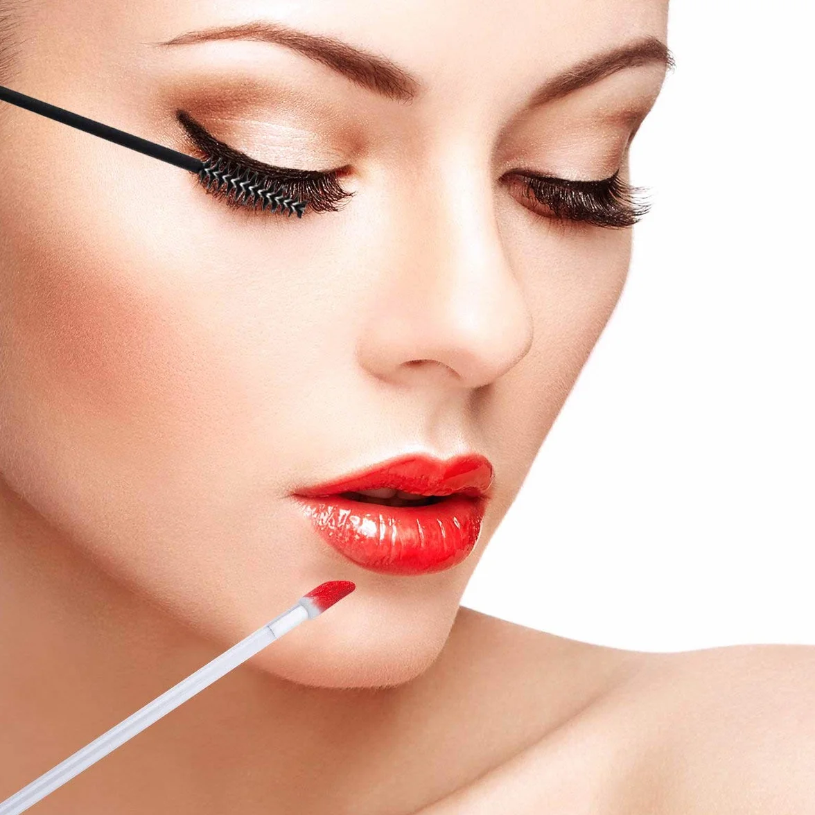 200 piezas Kits de pinceles de maquillaje desechables negro