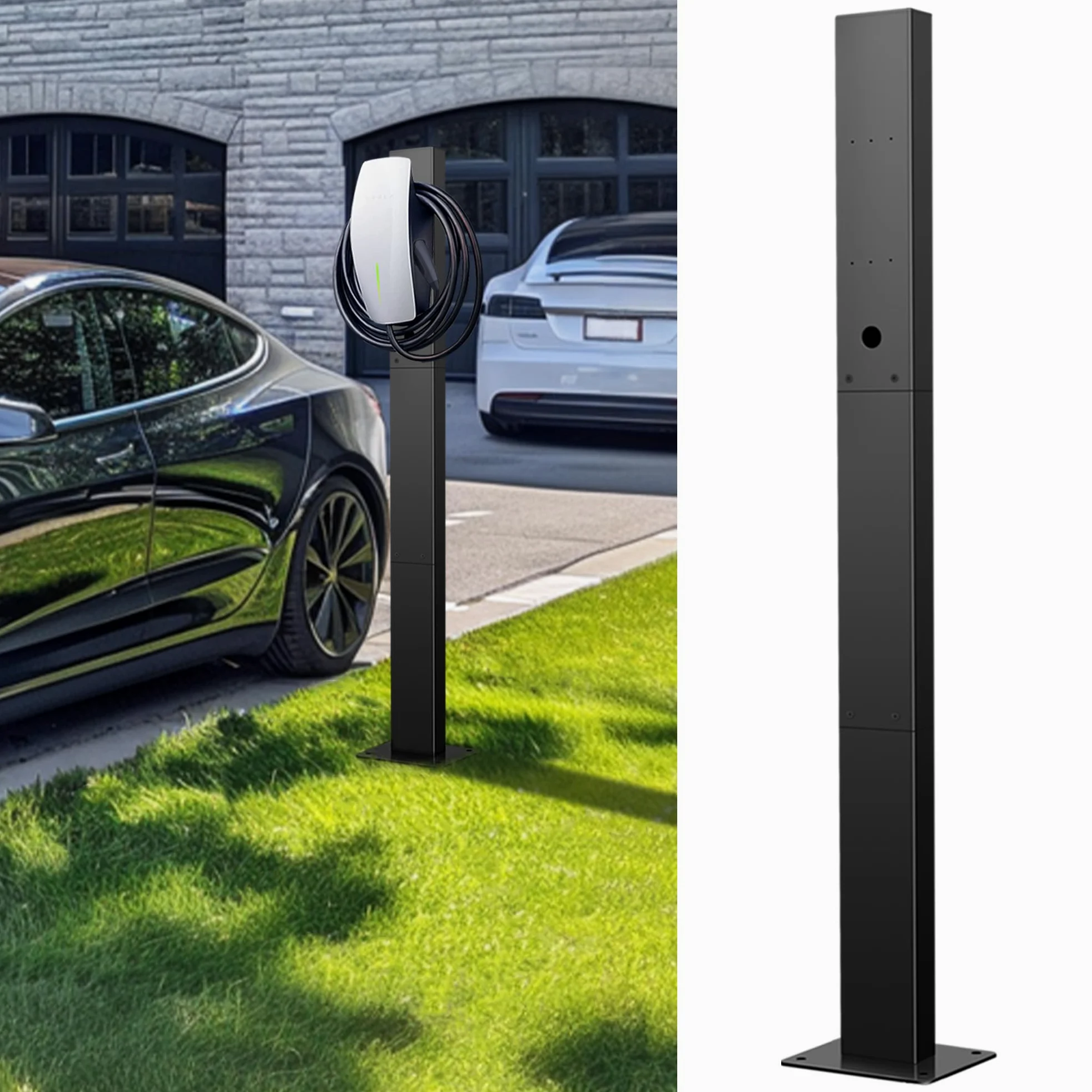 Base/Soporte para Wallbox Móvil Tesla Estación de Carga para Exteriores, La Columna de Carga para Wallbox Móvil Tesla Columna de Carga del Portador Wallbox