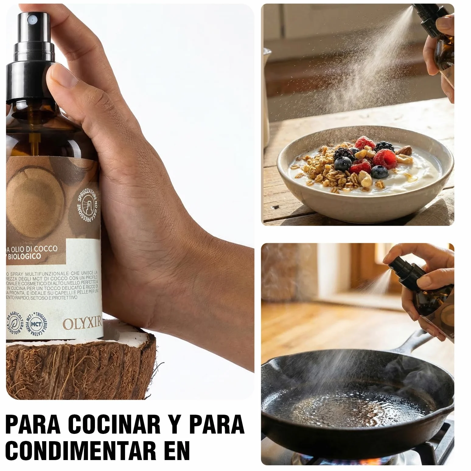 Benvolio Spray MCT Aceite de Coco Bio 250ml – Keto & Paleo – Antifrizz, Energía Rápida