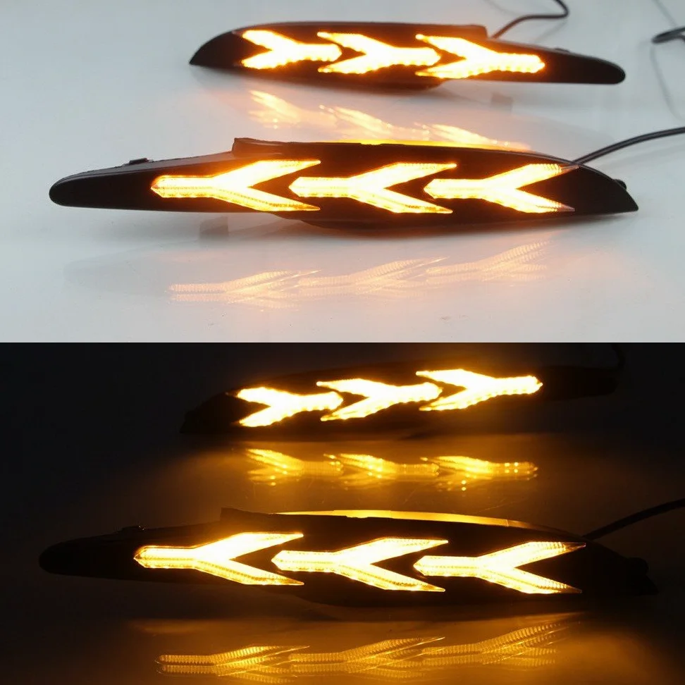 Luces diurnas LED DRL para comaptible for Mazda 3 Axela 2017 2018, LED parachoques delantero DRL + amarillo Streamer luces de señalización
