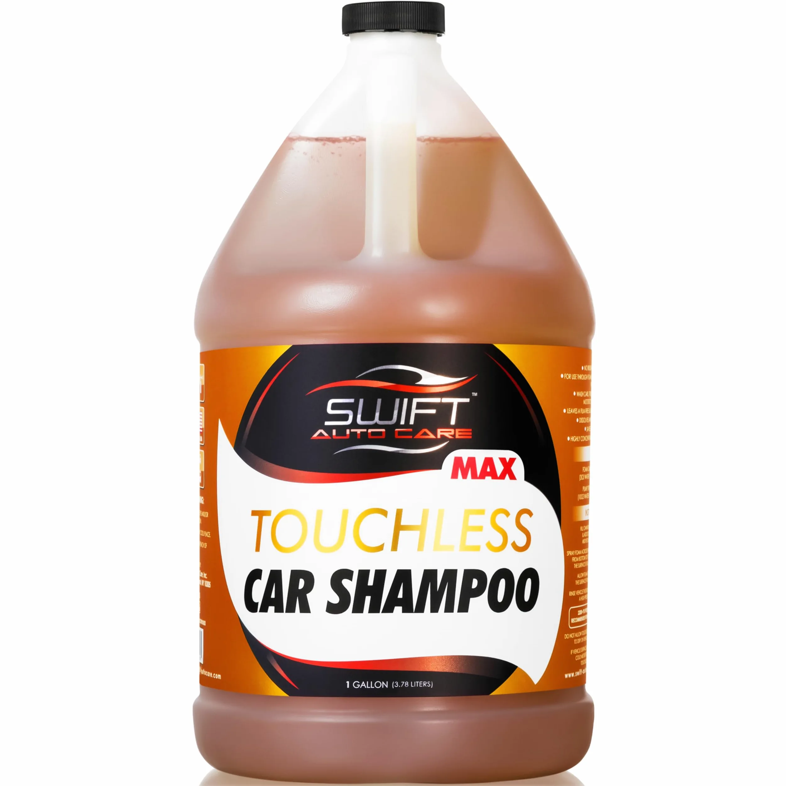 Swift Touchless - Champú concentrado MAX para automóvil (1 galón), no requiere cepillado, jabón de coche de alta espuma, resistente, detergente automático para cañones de espuma, funciona en coches
