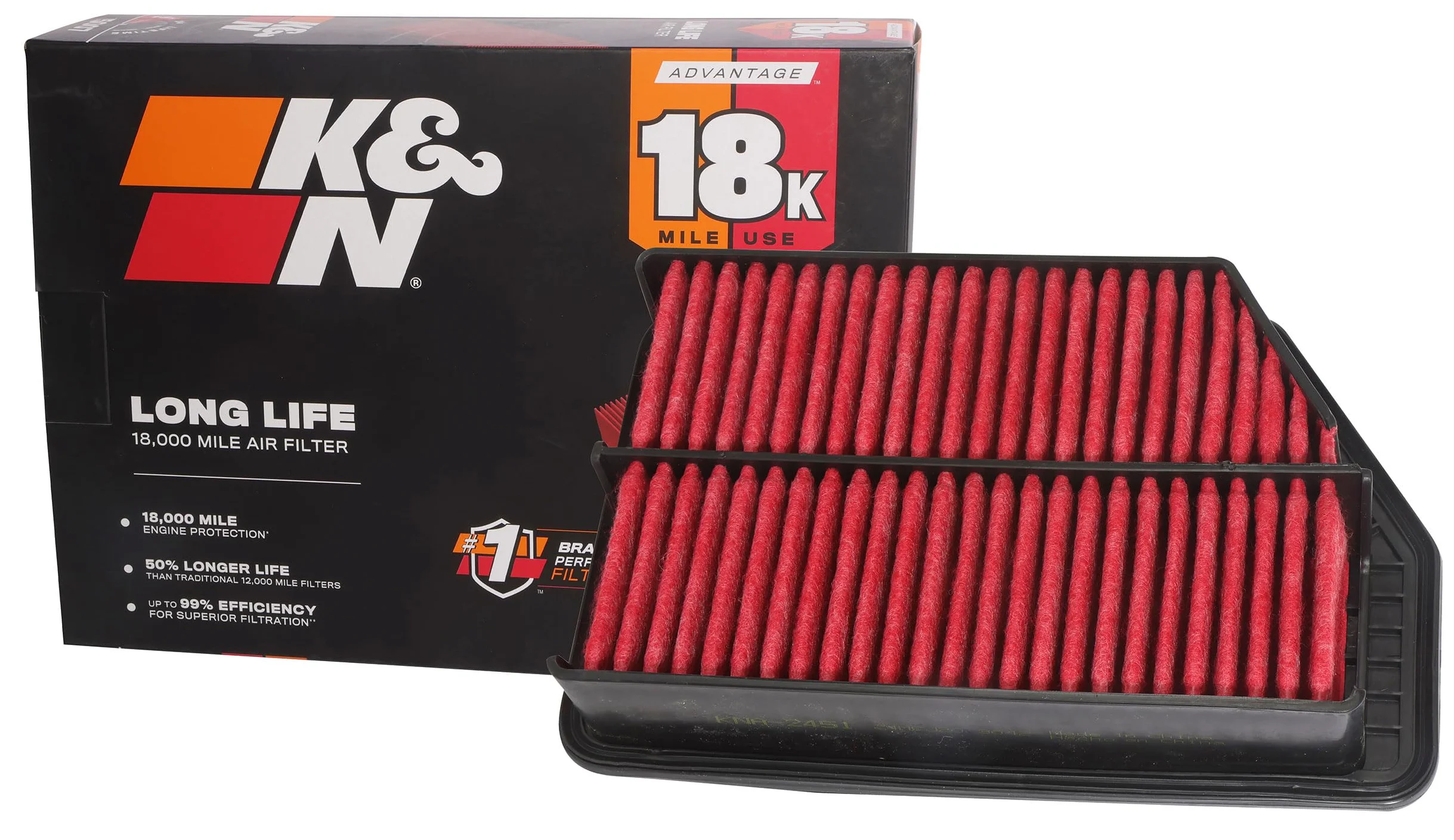 K&N Filtro de aire del motor: larga vida útil de 18,000 millas, filtro de aire de repuesto: compatible con Hyundai/Kia 2010-2019 (i40, Elantra, GT, i30, ix35, Tucson, Carens, cee d, Forte, Forte 5