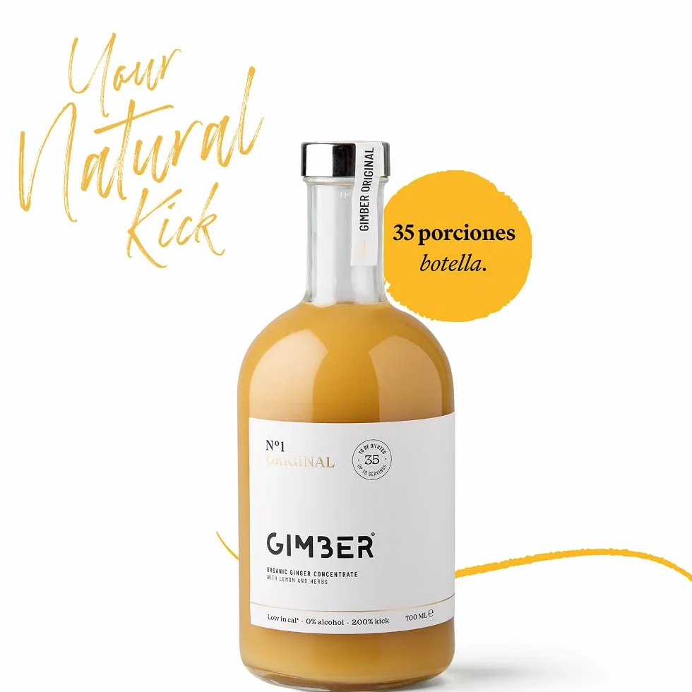 GIMBER Ginger Concentrate 2 x 700 ml 1.4 L Organic Non-Alcoholic Drink with Ginger Lemon and Herbs
