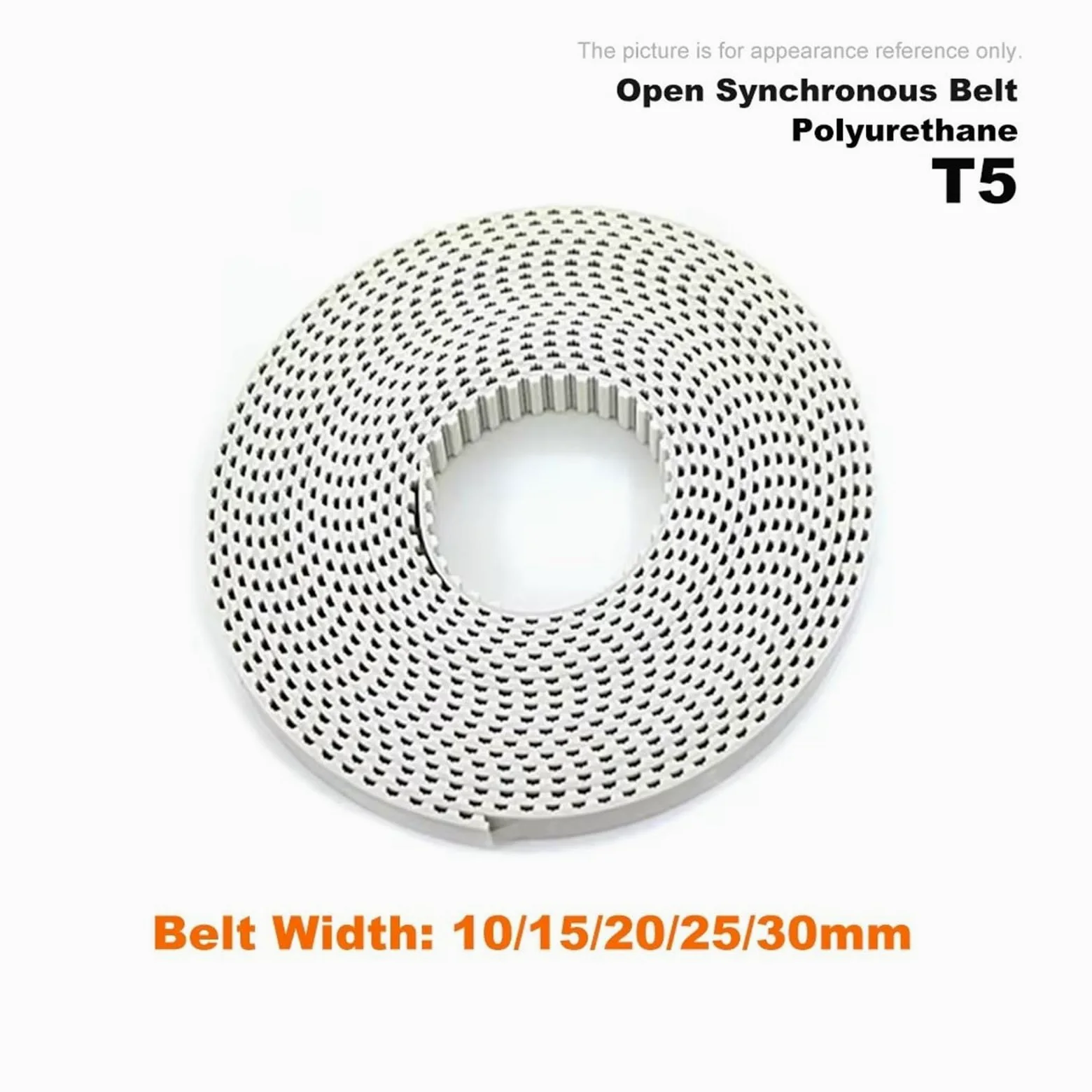Correas transmisión Correa abierta de PU T5 blanca Ancho: Correa síncrona abierta de poliuretano T5 de 15 mm Correa distribución para moto