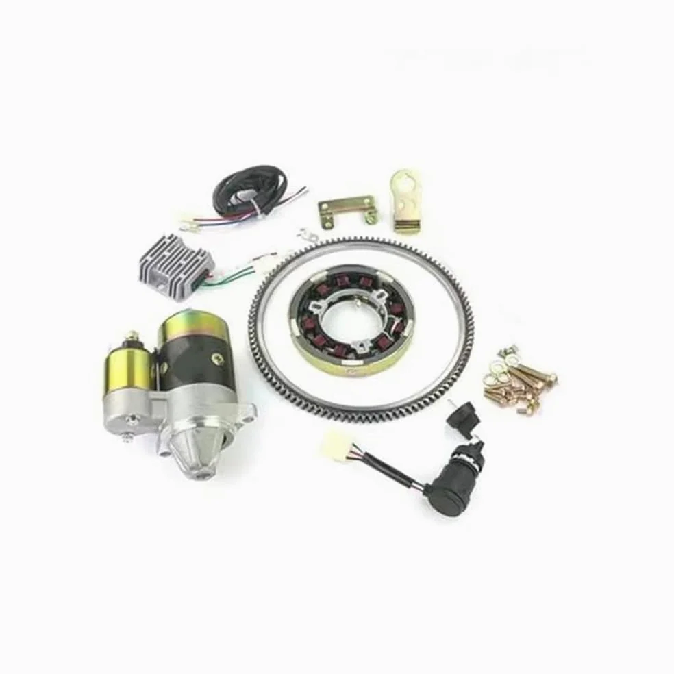 Kit De Conversión Motor Arranque Eléctrico Con Engranaje Corona Volante Para Generadores Diésel 5 KW: 170F 173F 178F 186F 188F Y 192F Motor de Arranque para Coche