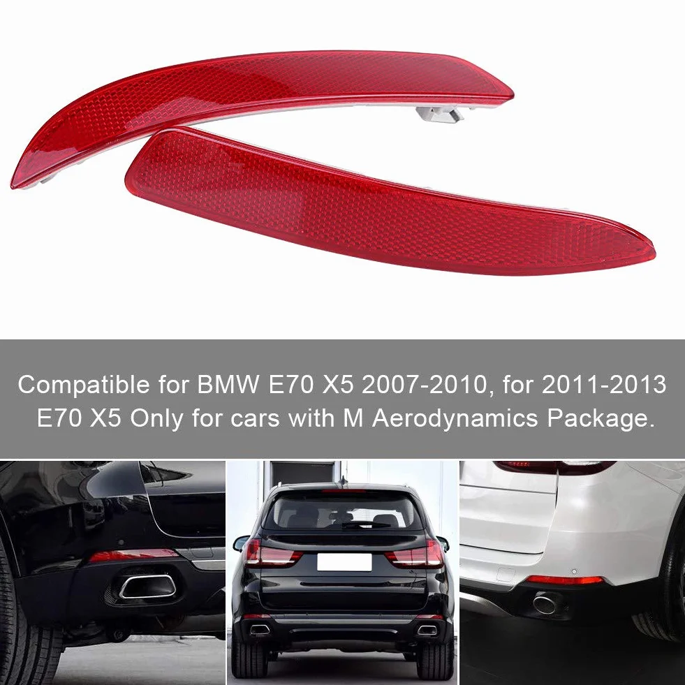 Reflector de parachoques trasero apto para E70 X5 2007-2013 OEM 63217158949 63217158950 catadioptrico coche izquierdo catadioptrico derecho 6j 2007 x5 rear reflector light ref