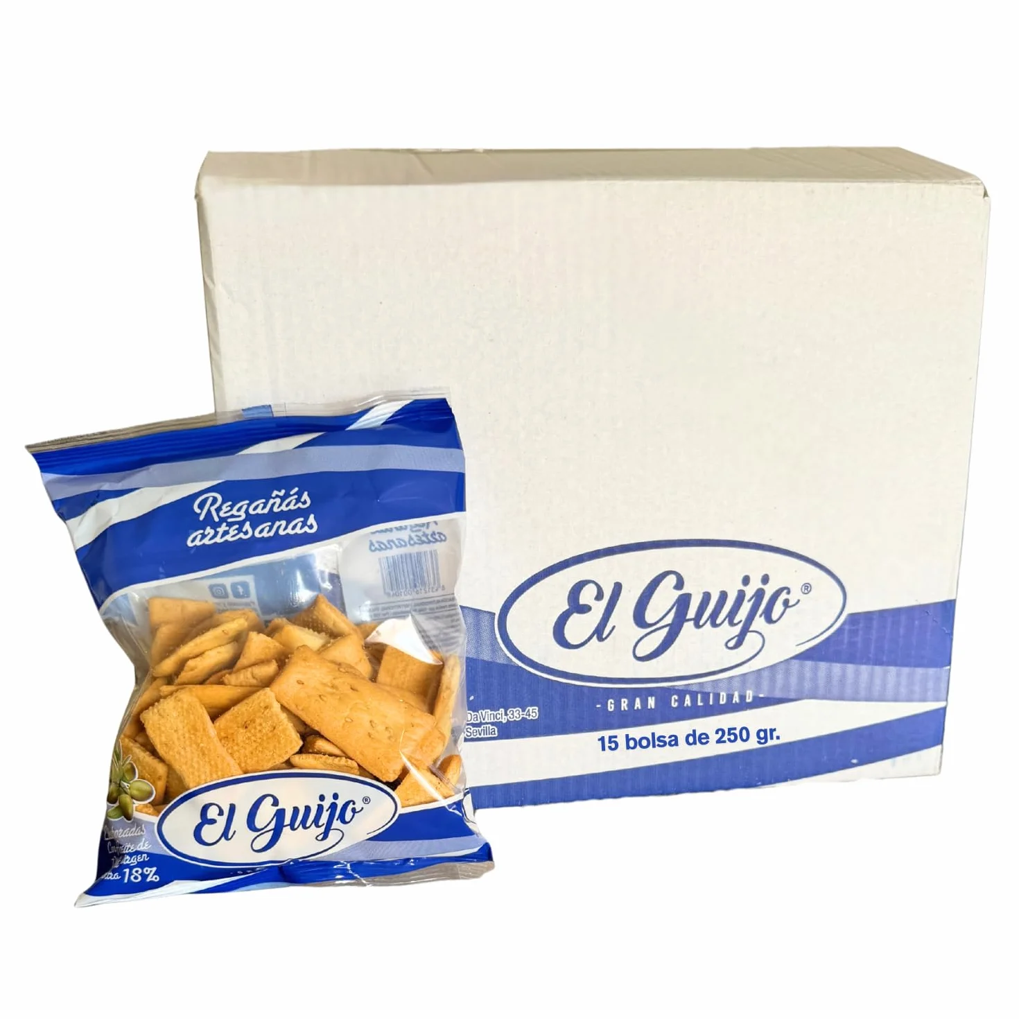 Regañá Artesana El Guijo 18% Aceite de Oliva Virgen Extra Pack 15x250g Cuadraditos Pan Crujiente
