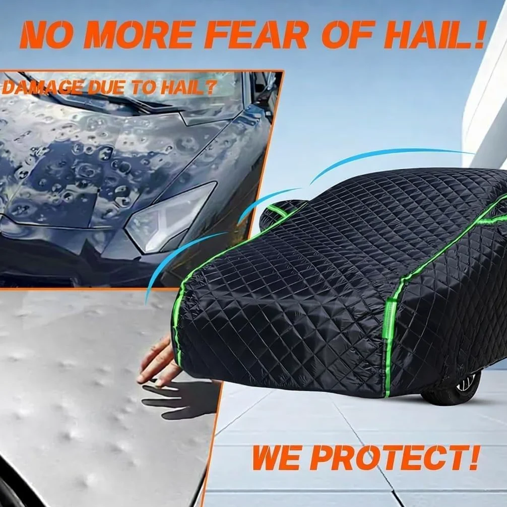 Funda Coche Antigranizo para Jeep Compass | Bloqueo UV Transpirable Funda Coche Anti-Granizo Oxford con Cuerdas Antiviento, Antiarayazos Anti-Polvo Nieve Impermeable