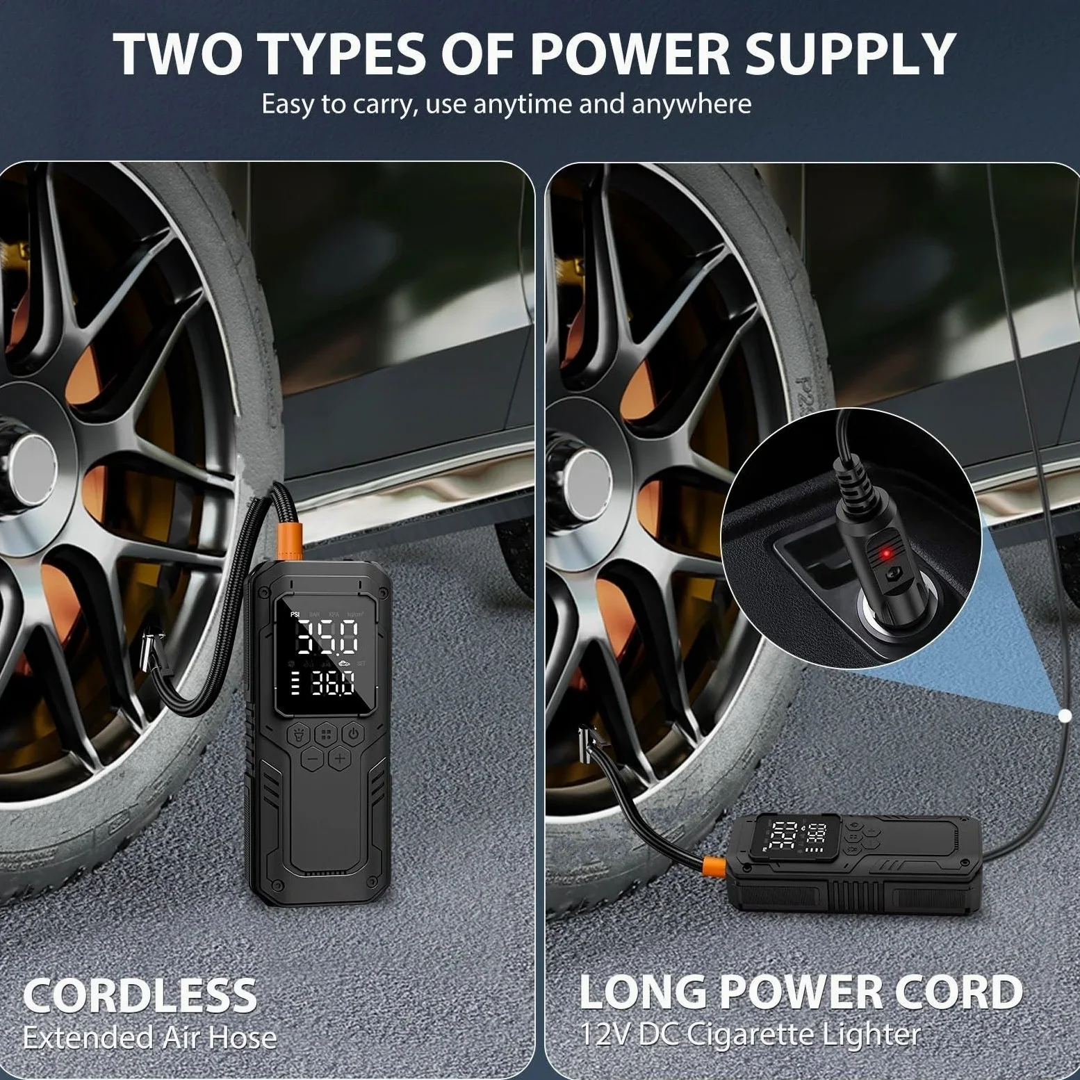 Inflador Ruedas Coche Inflador de neumáticos de coche portátil, compresor de aire de 150 PSI, bomba de aire inalámbrica para coches, motocicletas, pelota de bicicleta Compresores de aire portátiles
