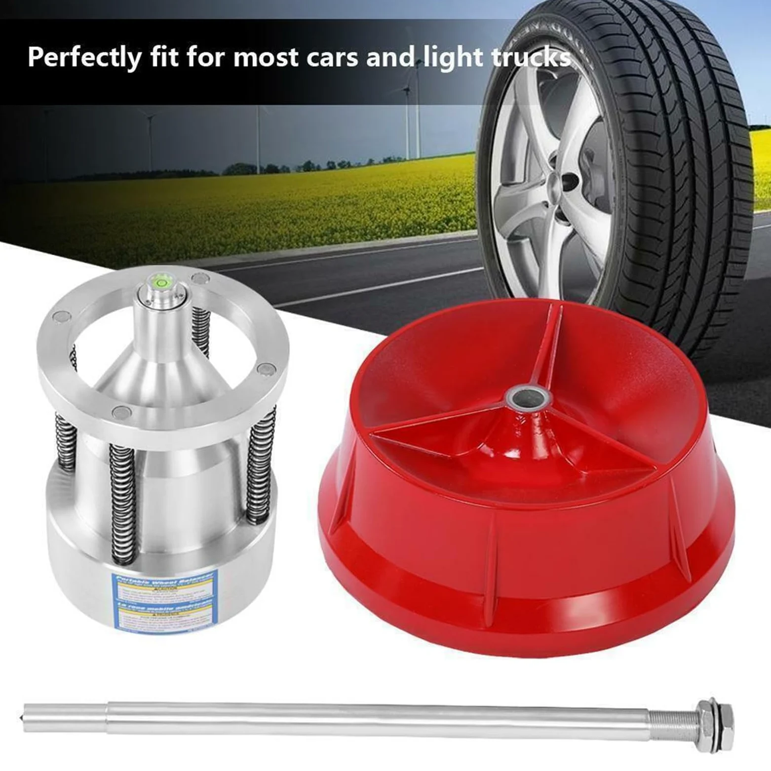 Soporte equilibrador manual de neumáticos, construcción de acero resistente para reparación de ruedas de automóviles y camiones ligeros