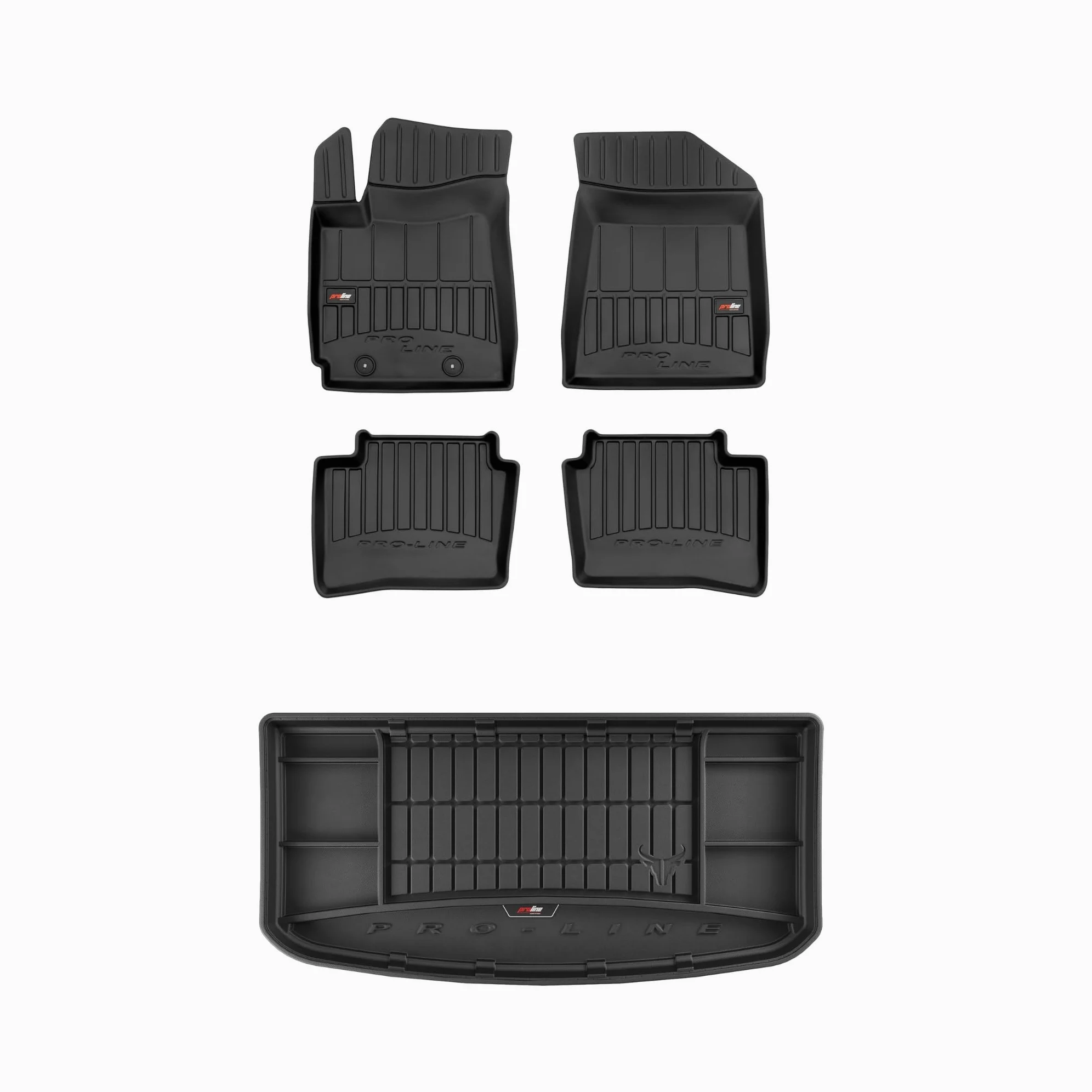 FROGUM ProLine 3D Un Juego de Alfombrillas de Goma para Coche y cubeta Maletero con Logo Alfombras para Hyundai i10 III Desde 2019| Los Bordes más Altos