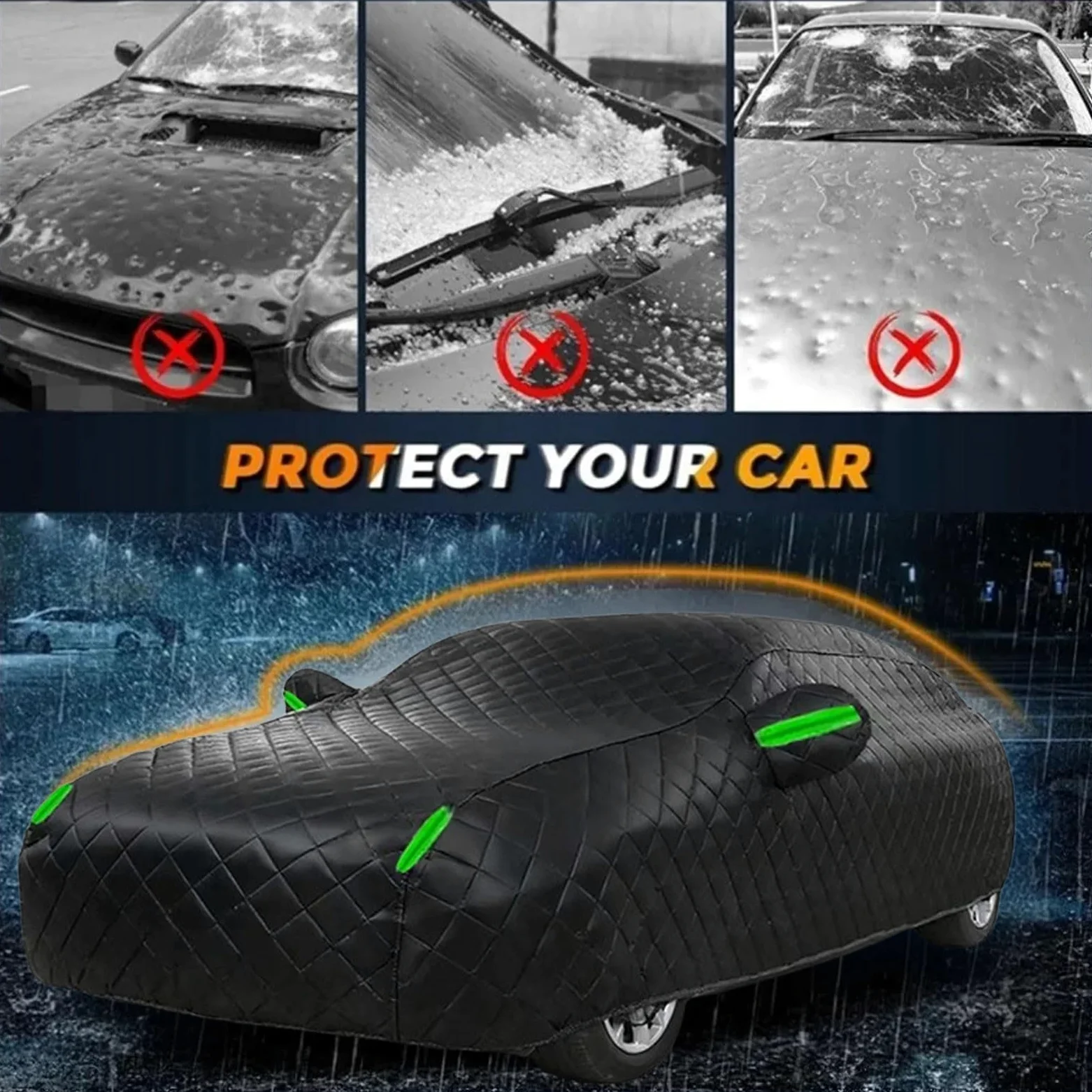 Funda Coche Antigranizo para Ope-l Antara Cubierta para Coche Exterior Reforzada Antigranizo Impermeable Tira Reflectante Algodón Grueso Antipolvo Rasguño
