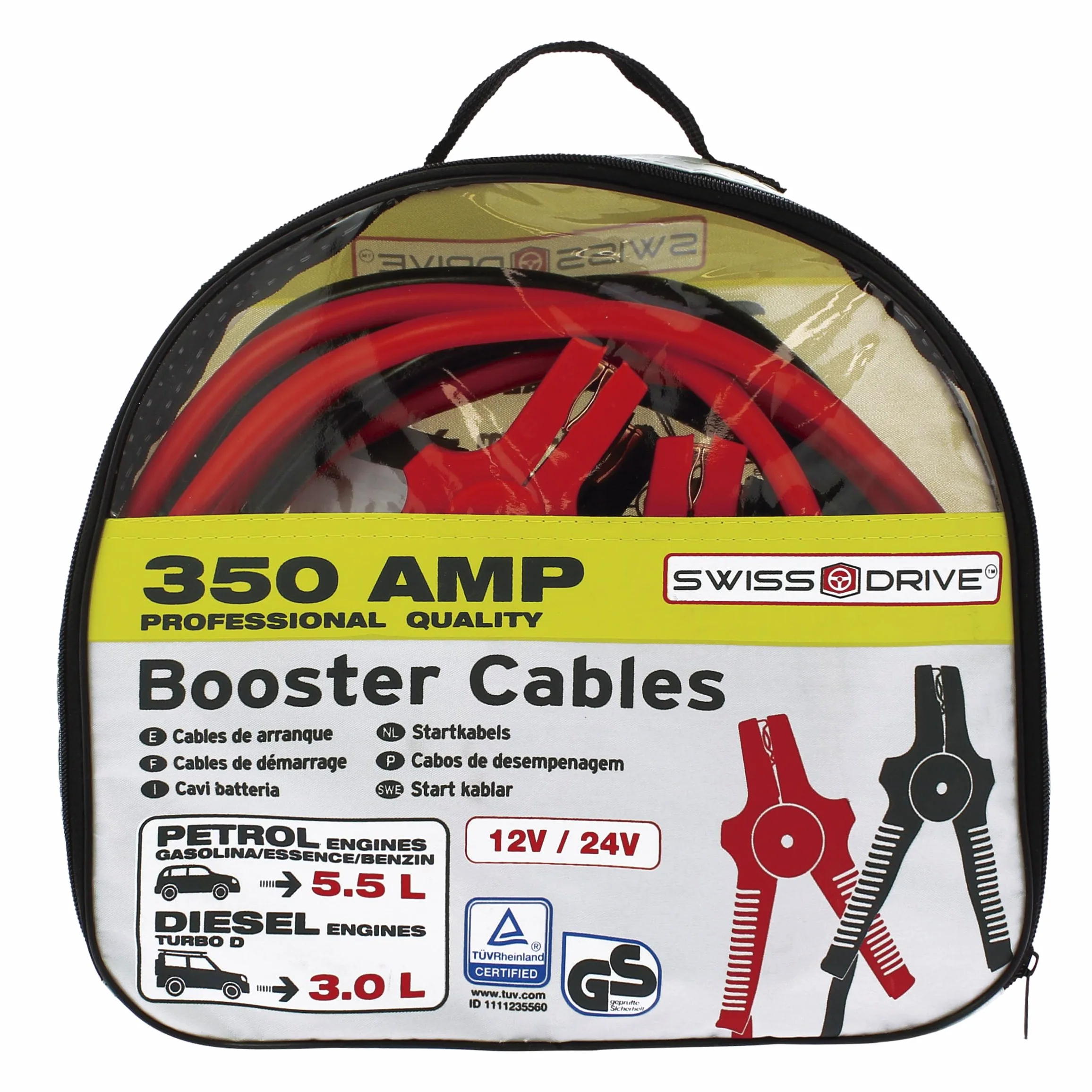 S SUMEX Cables de Arranque para Batería de Coche Pinzas de Batería en Bolsa para Guardar 350A 3,5 Metros 25 mm GS – Tüv