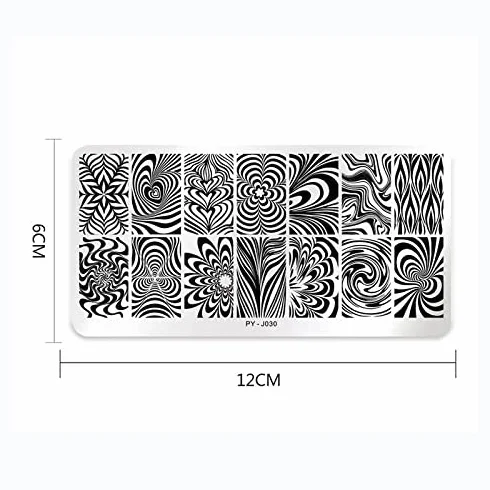 Mwoot Nail Art Stamping Plates 3 pcs Geometry Lines for Salon Home