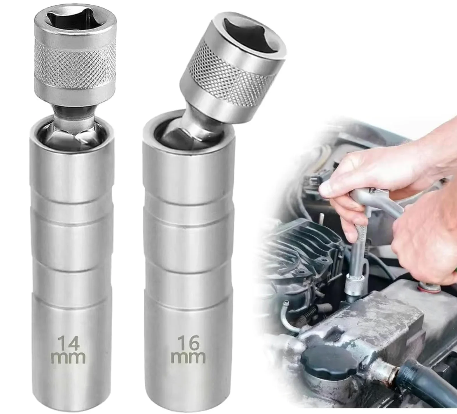 Llave para Bujías 2 Uds Enchufe De Bujías Automotrices 14mm 16mm Herramienta Extracción Giratoria Herramientas Instalación De Enchufe De Bujías Magnéticas