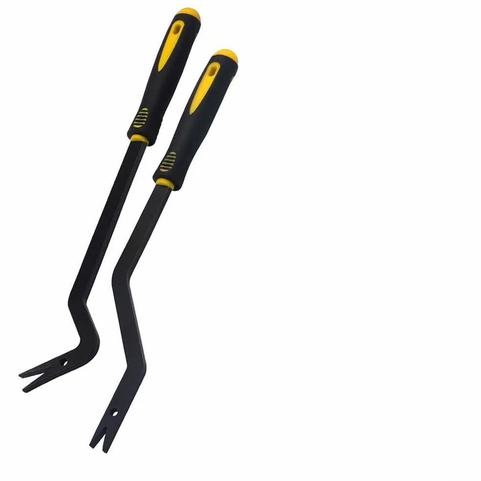 Herramienta de liberación de manija de techo para vehículos compatibles - Herramienta de extracción de molduras de acero automotriz para manijas de pasamanos T10518/T10518A, curva (curvada + recta)