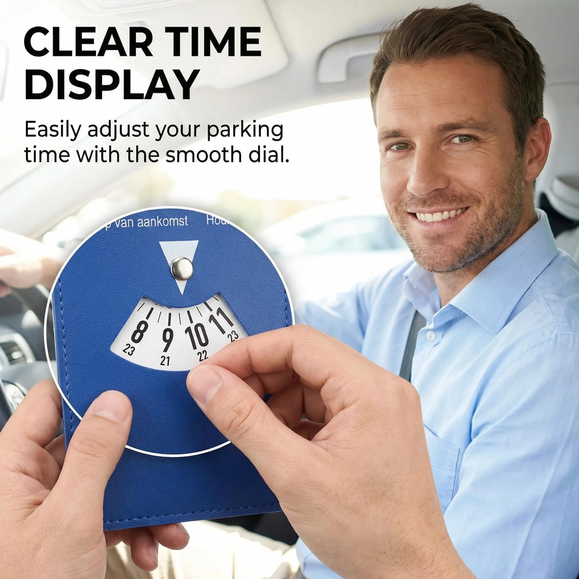 2pcs Disco de Estacionamiento en PU Suave Azul, Modelo Maxi 11x15cm para Zona Azul Europea, Indicador Manual de Hora de Llegada, Superficie Suave al Tacto, Accesorios Coche