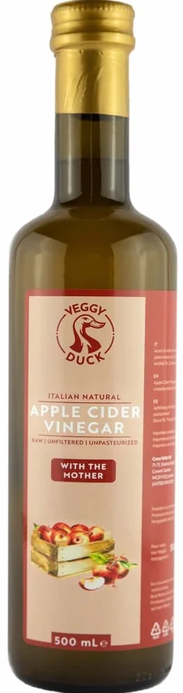 Vinagre de Sidra de Manzana Natural Italiano con la Madre 500ml Puro Sin Filtrar Sin Pasteurizar