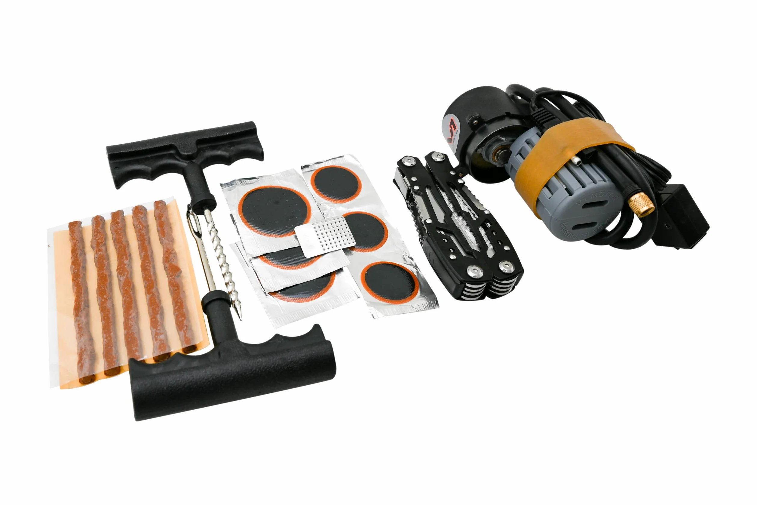 Kit de reparación de neumáticos de Tubo sin cámara para Motocicleta, ATV, UTV con Mini compresor de Aire
