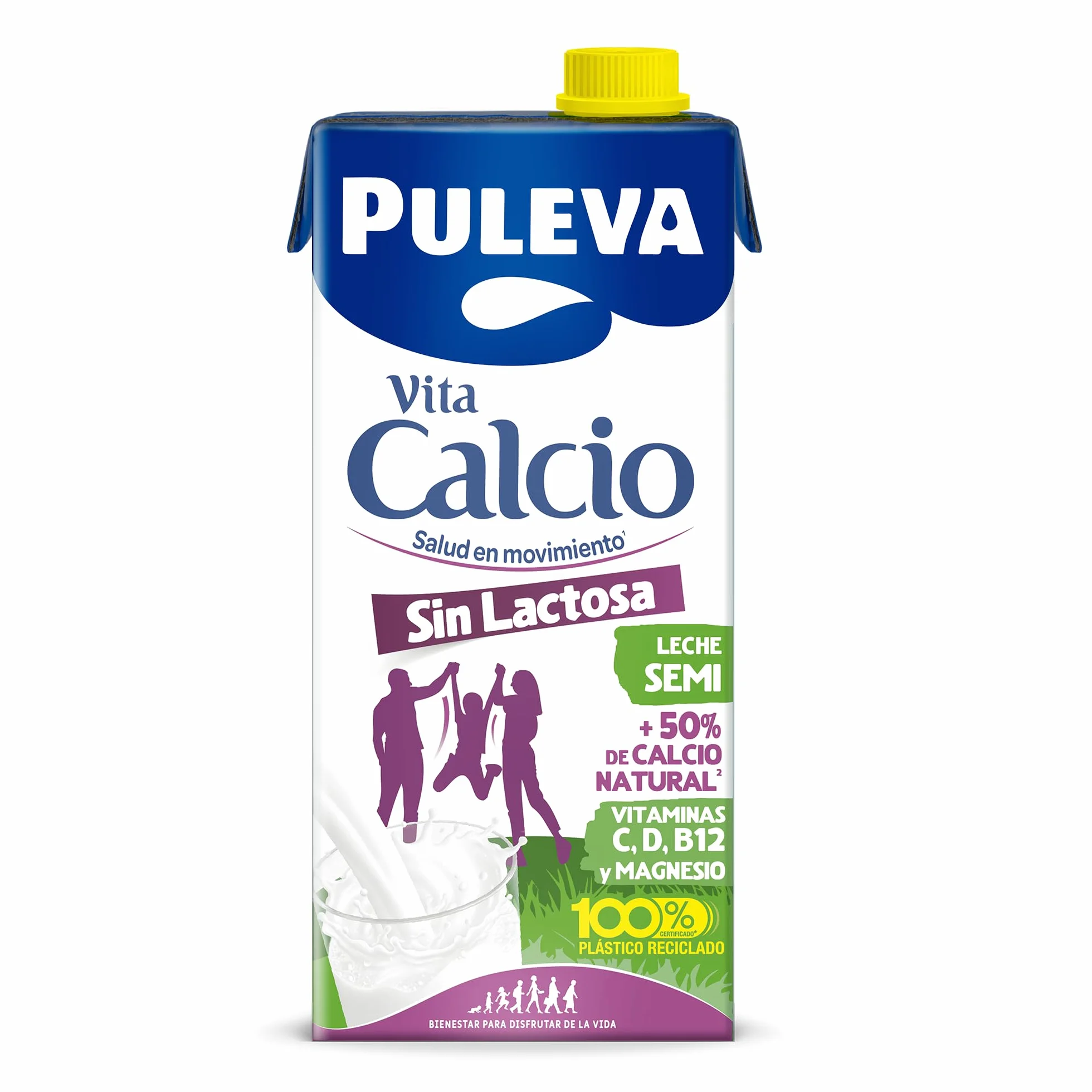 Puleva Vita Calcio Leche Semidesnatada Enriquecida con Calcio Sin Lactosa Pack 6 x 1L