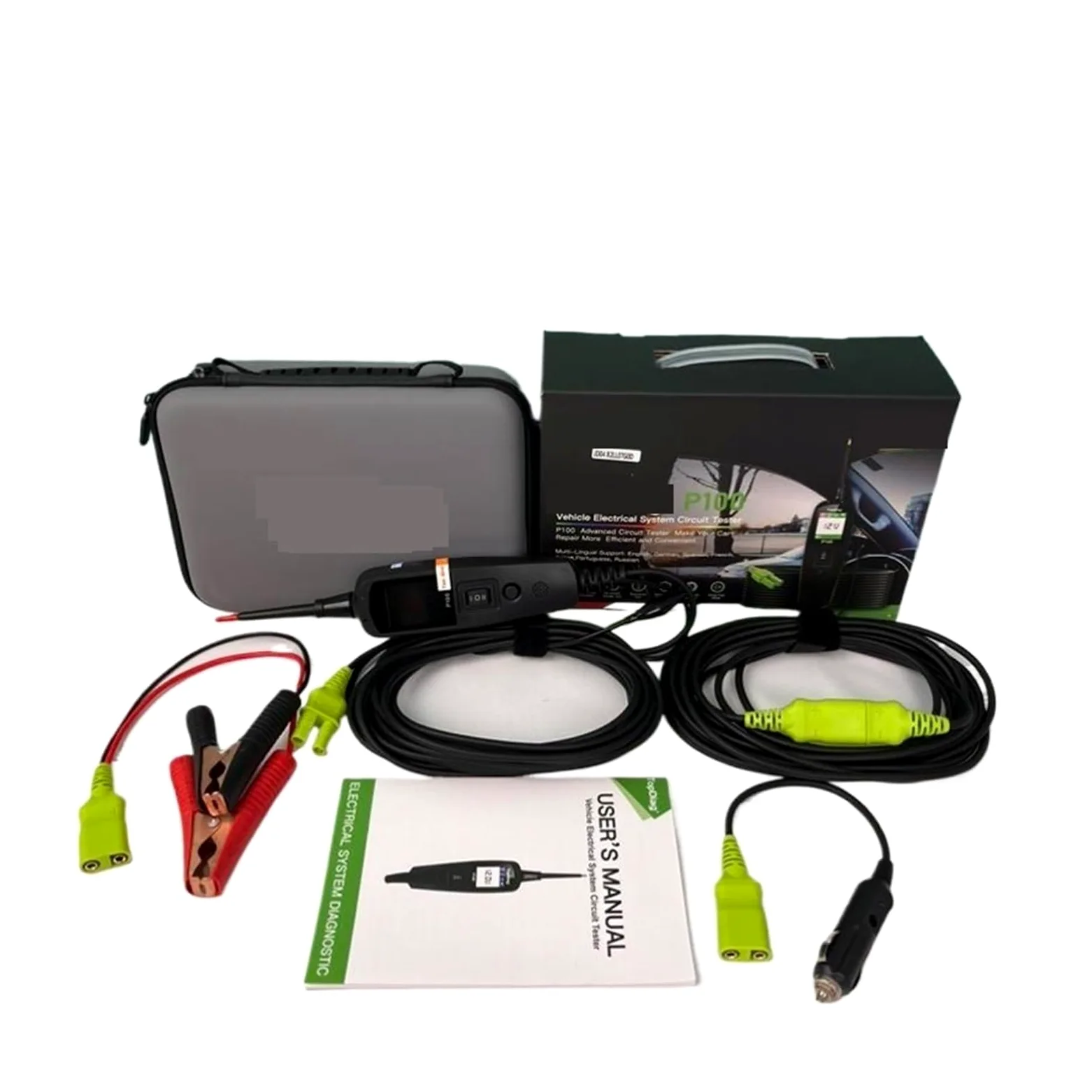 Comprobador de baterías de coche, Instrumento de diagnóstico circuitos camiones, motocicletas y automóviles P100, herramienta mantenimiento for pruebas cortocircuito, comprobador vehículos(10m tester)