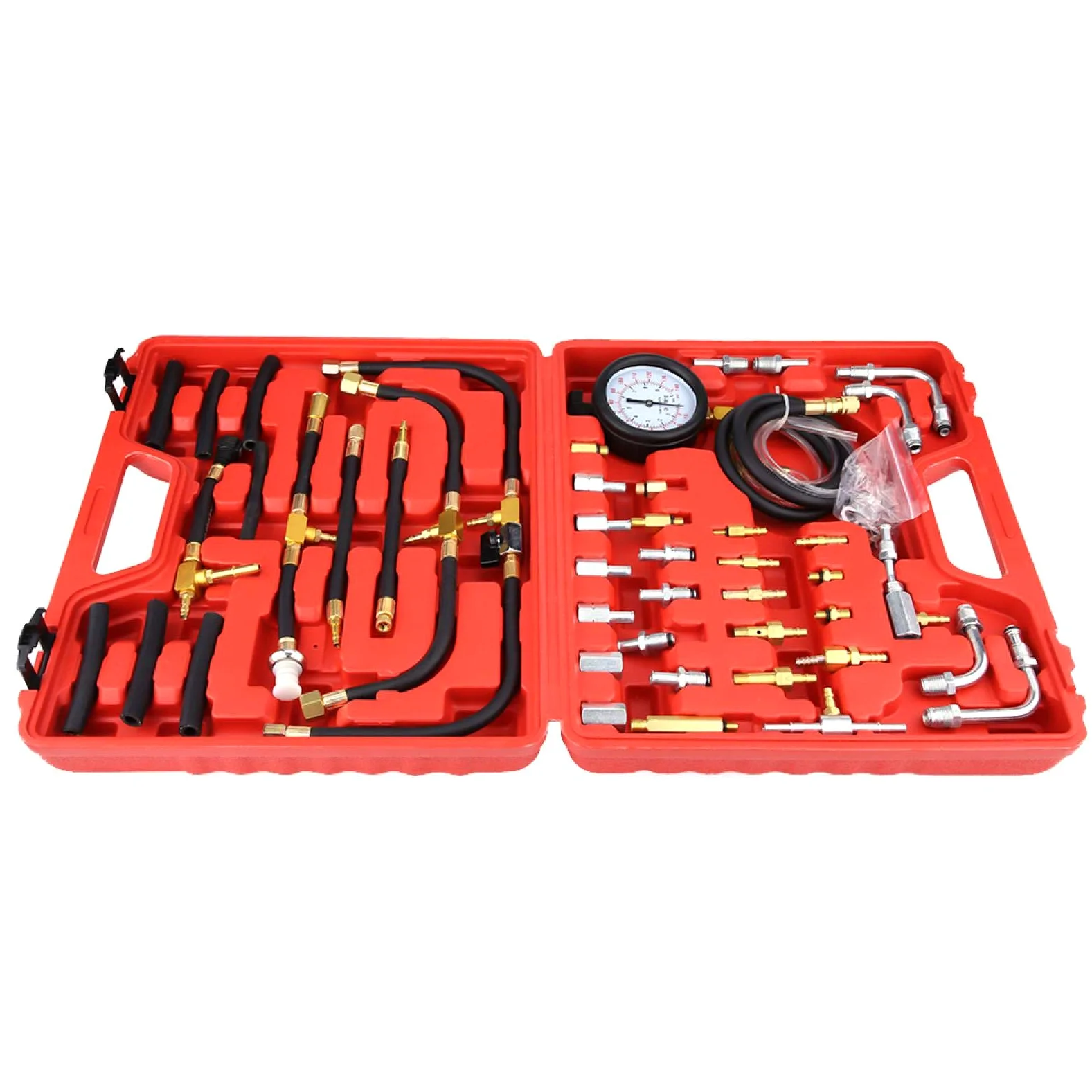 Kit de medidor de prueba de inyección de combustible, probador de medidor de presión de combustible de gasolina universal Kit de herramientas de diagnóstico de bomba de inyección de combustible