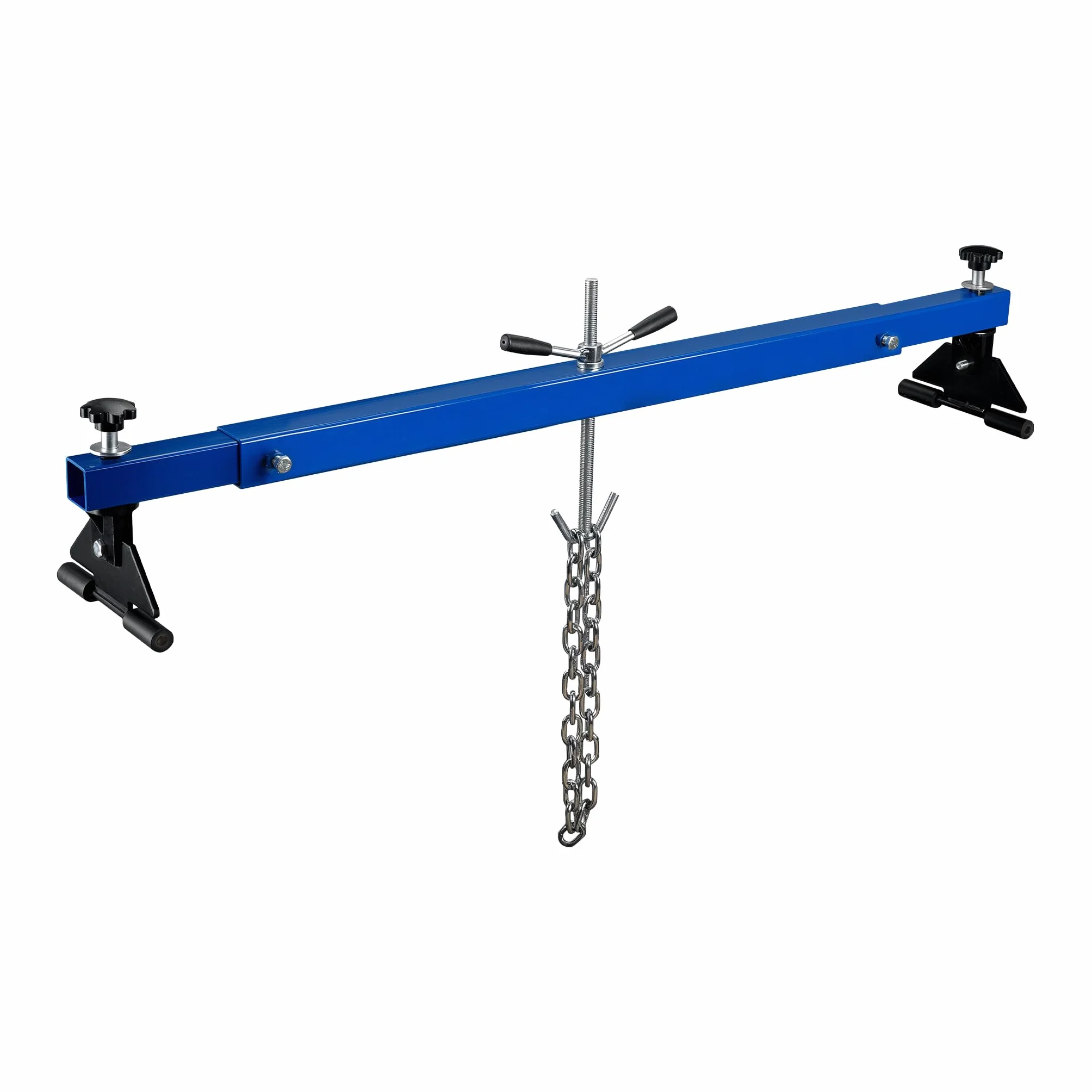 WilTec Puente Elevador de Motor hasta 300 kg viga de elevación en Acero travesaño de Guardabarros con pie de Goma para reparación Motor de Coche Soporte Elevador Levantador de Motor