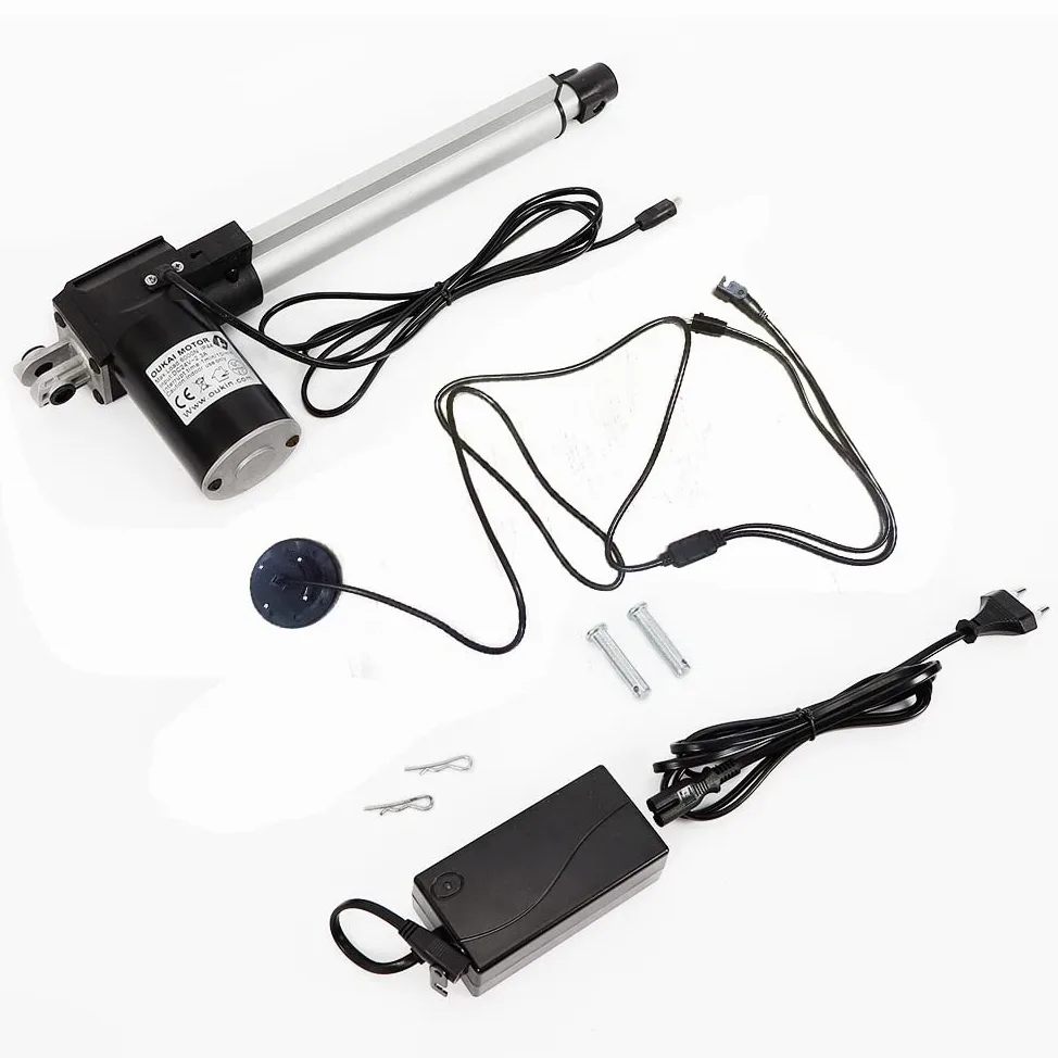 Motor de actuador lineal Power Recliner, 230 mm, 24 V CC, 600 kg, negro, aluminio, mecanismo de elevación y reclinación motorizado