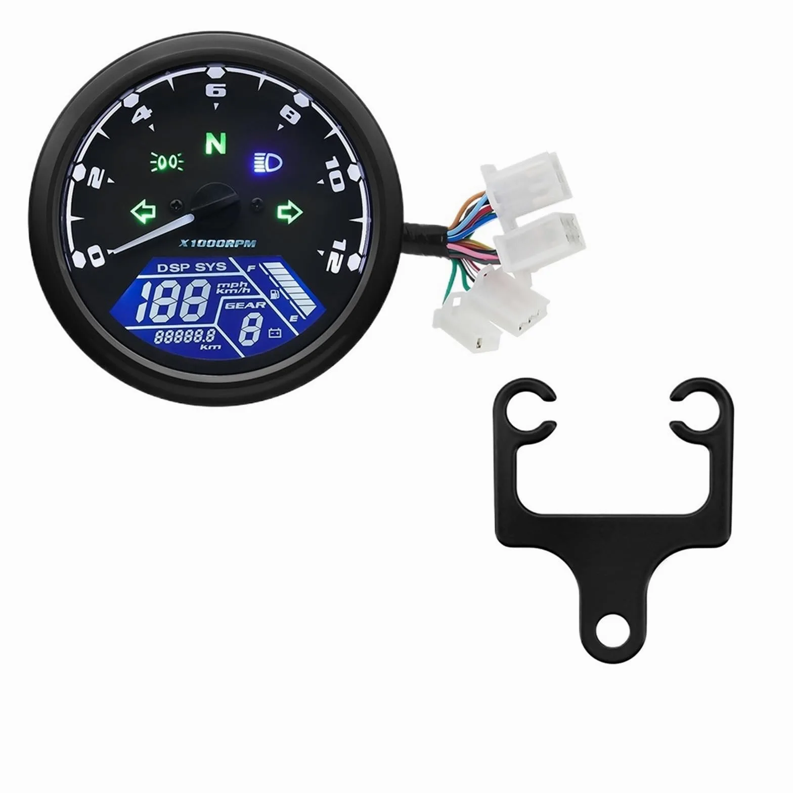 Velocímetro Universal para Motocicleta, Odómetro Digital, Indicador De Marcha, Contador De Horas De 12000 Km/h/mph, Tacómetro para Ho&nda Y Ya&maha. medidor