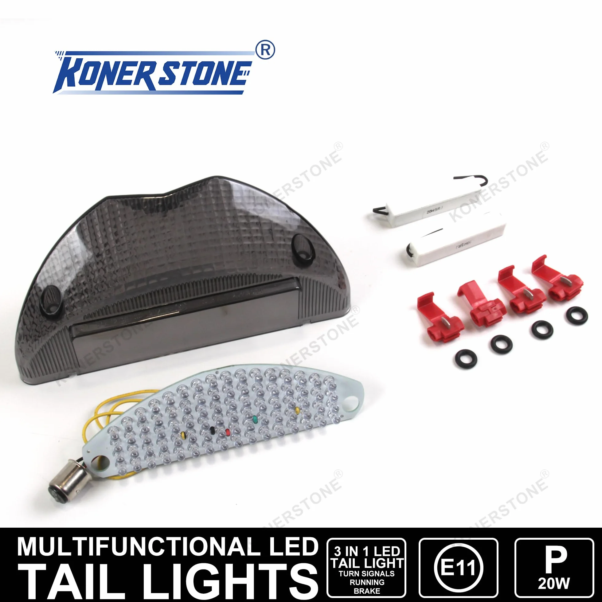 E-MARK - Luz trasera para BMW F650GS 2005 2006 / R1200GS 2004-2007, intermitente, luz trasera, accesorios de repuesto integrados para motocicleta F 650 GS 650 1200 GS650 GS1200 lente transparente