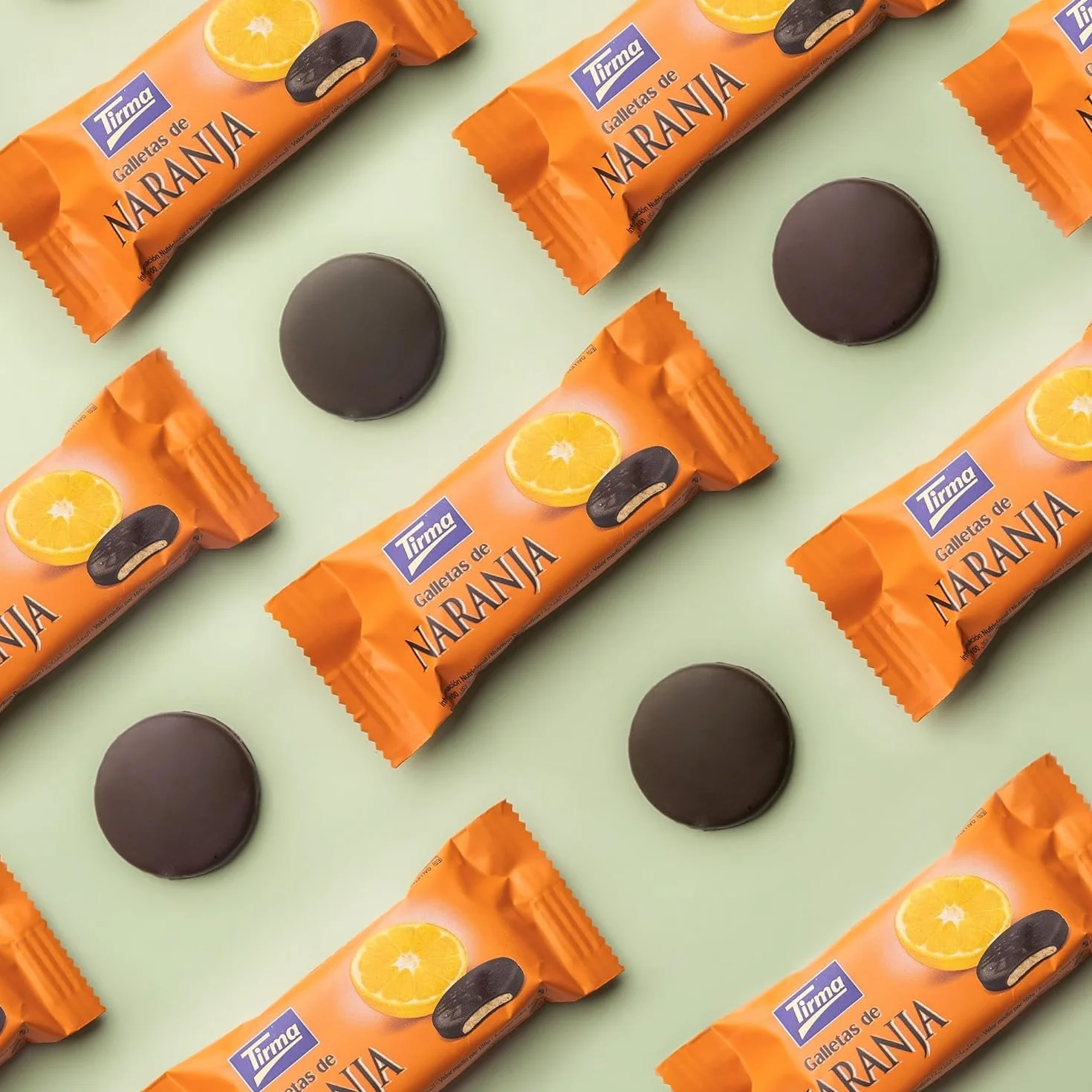Tirma Galletas con Naranja Bañadas en Chocolate Negro 200g 70% Cacao